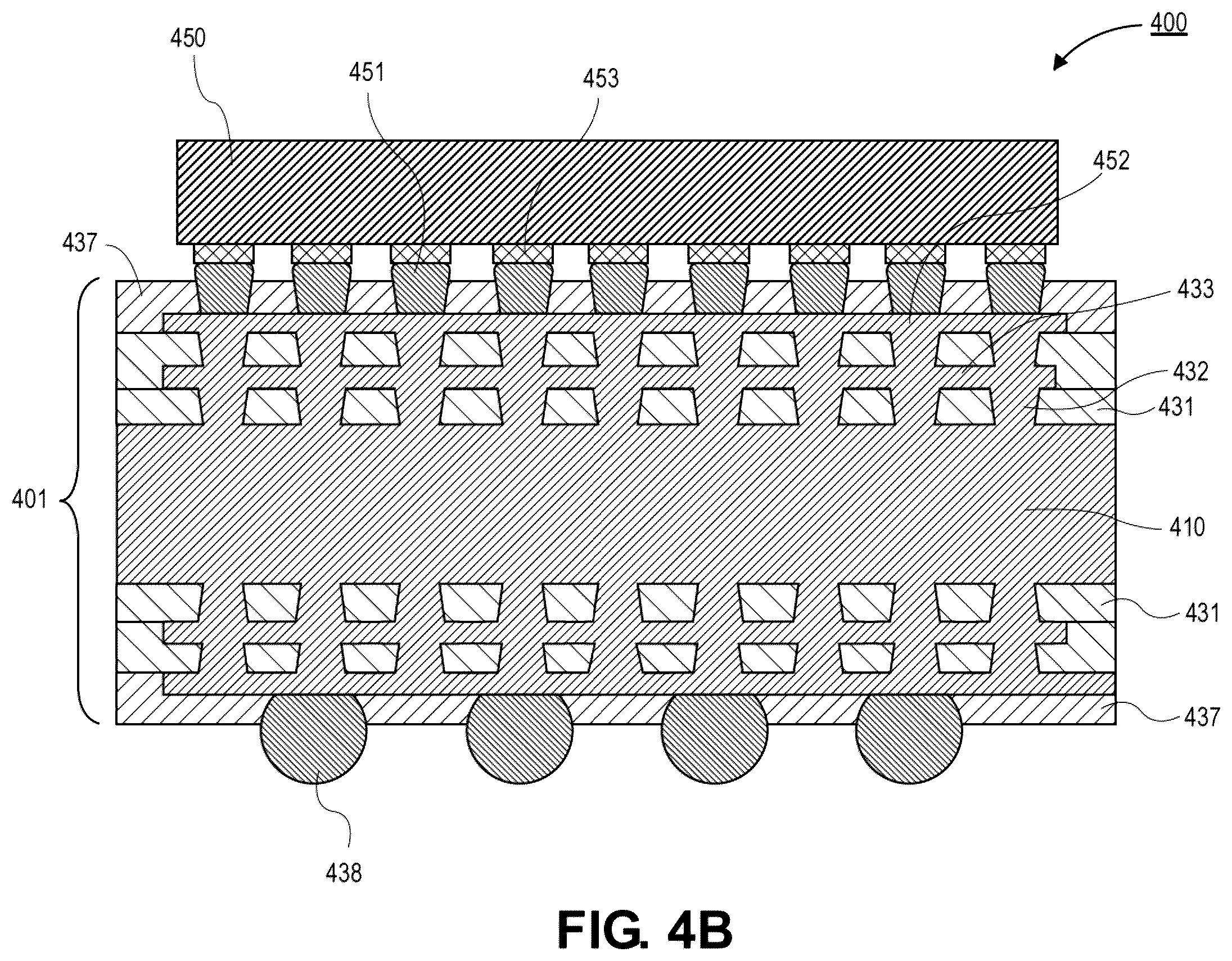 Patent US12368091 Figure 5 – Package substrate with glass core having vertical power planes for improved power delivery