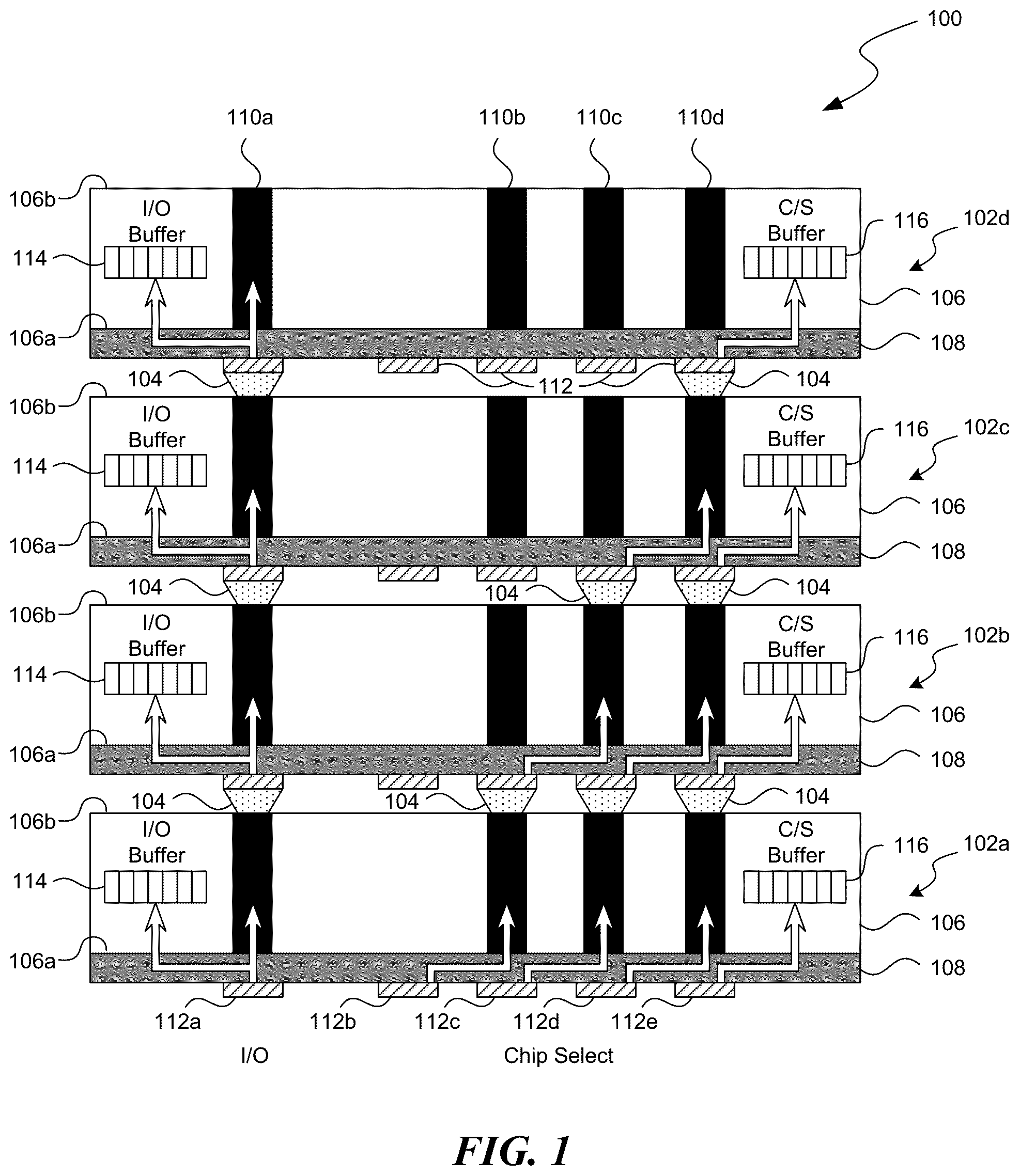 Patent US12368096 Figure 1 – Microelectronic devices with through-substrate interconnects and associated methods of manufacturing