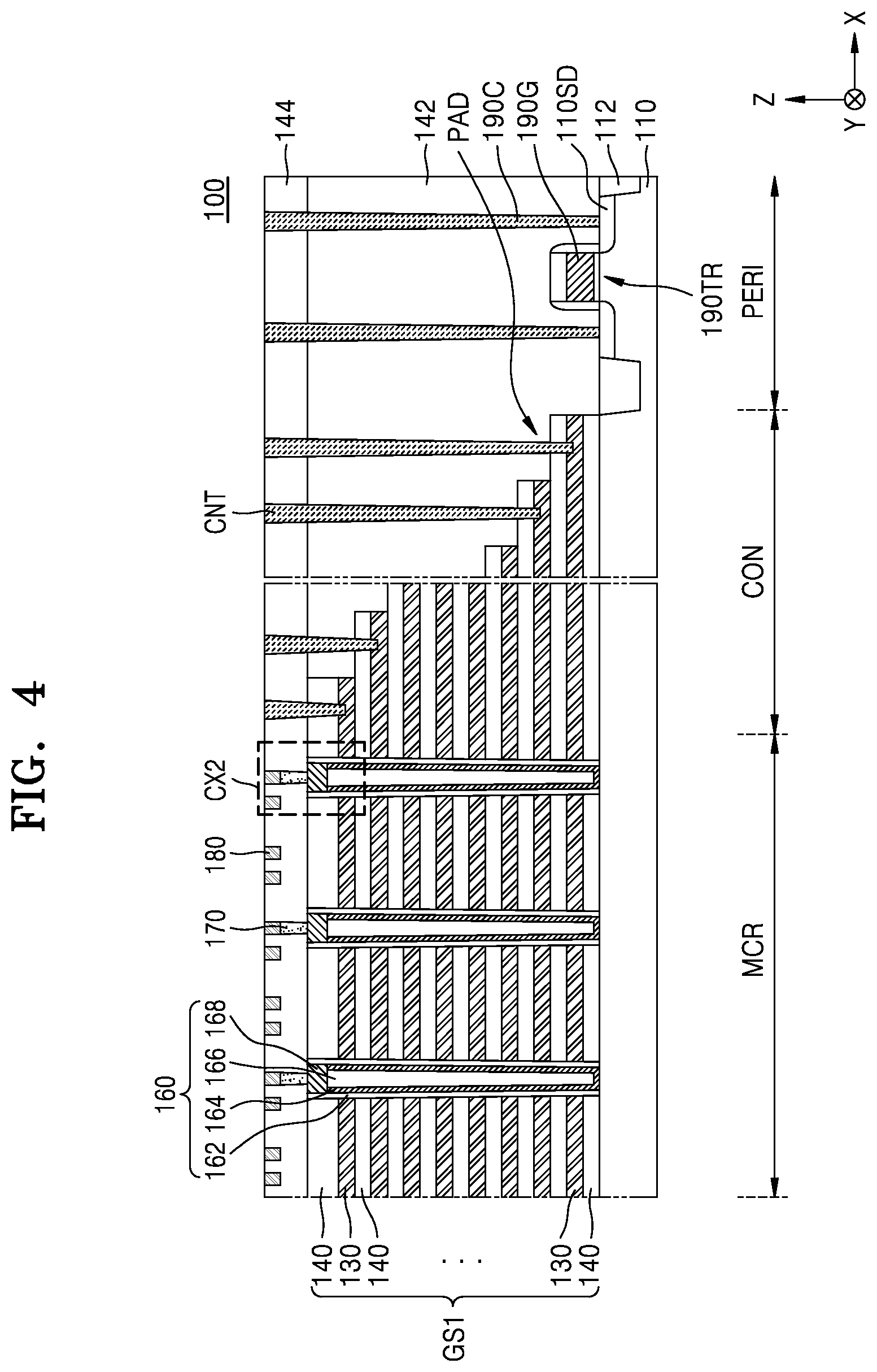 Patent US12368099 Figure 4 – Semiconductor device and electronic system including the same