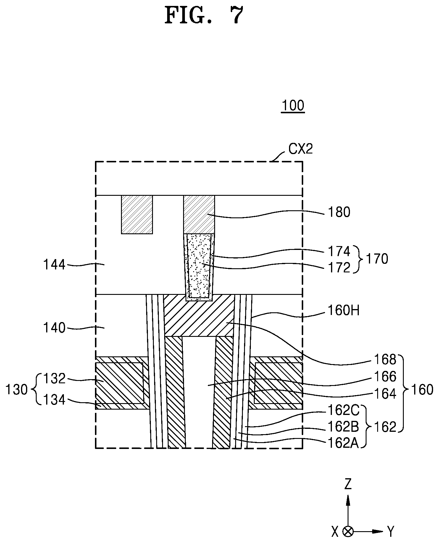 Patent US12368099 Figure 7 – Semiconductor device and electronic system including the same