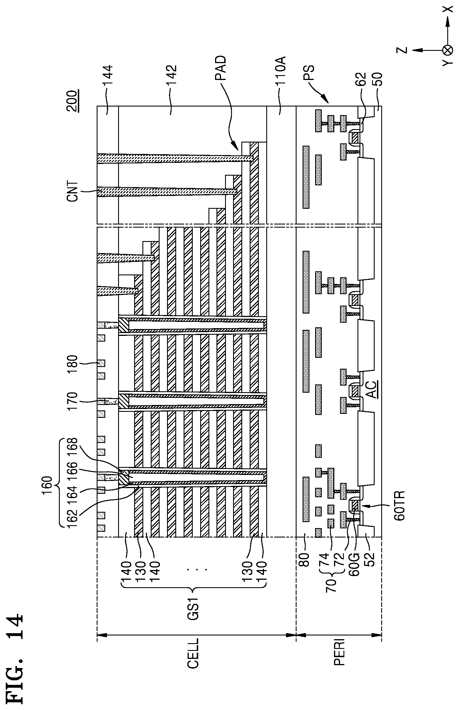 Patent US12368099 Figure 14 – Semiconductor device and electronic system including the same