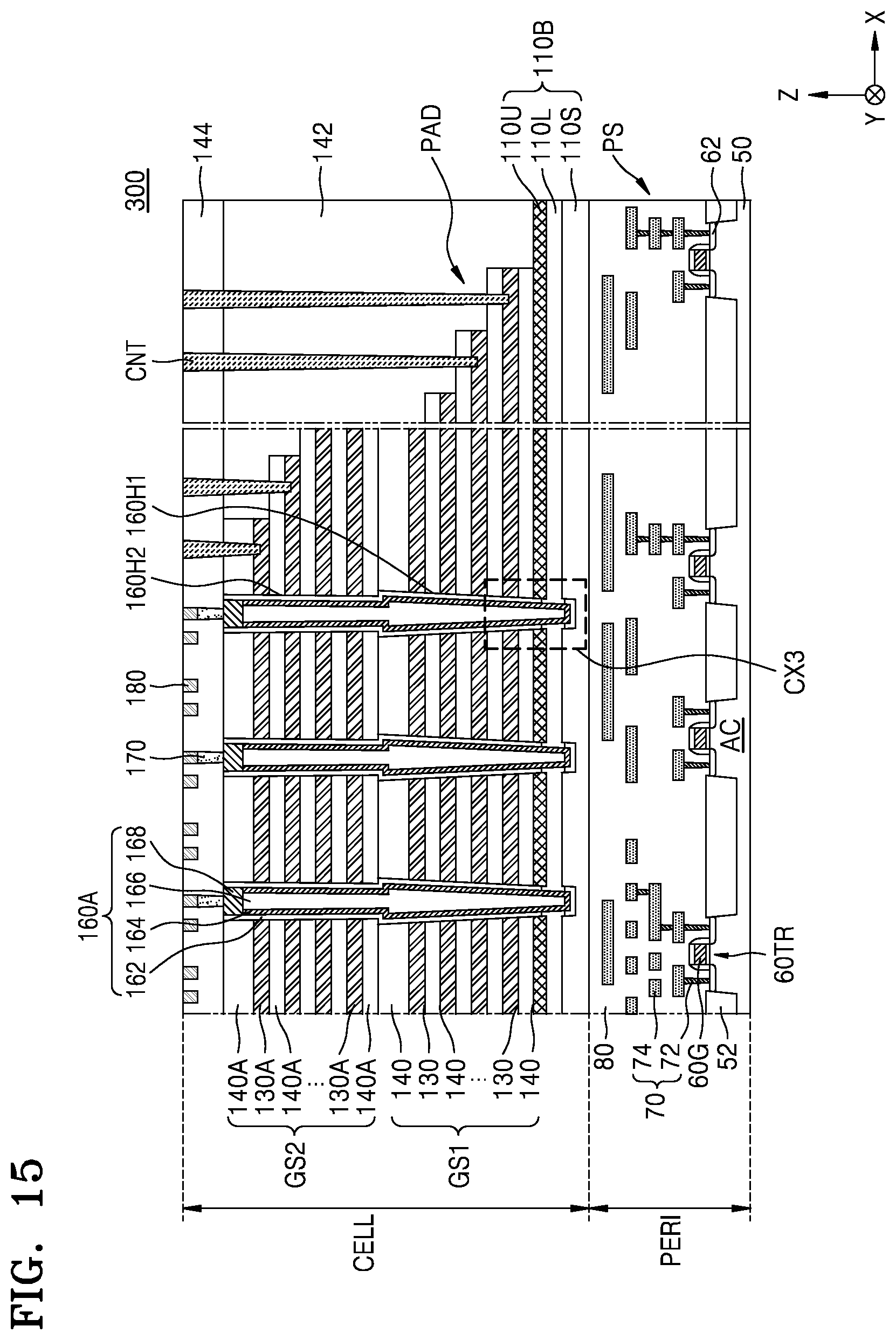 Patent US12368099 Figure 15 – Semiconductor device and electronic system including the same