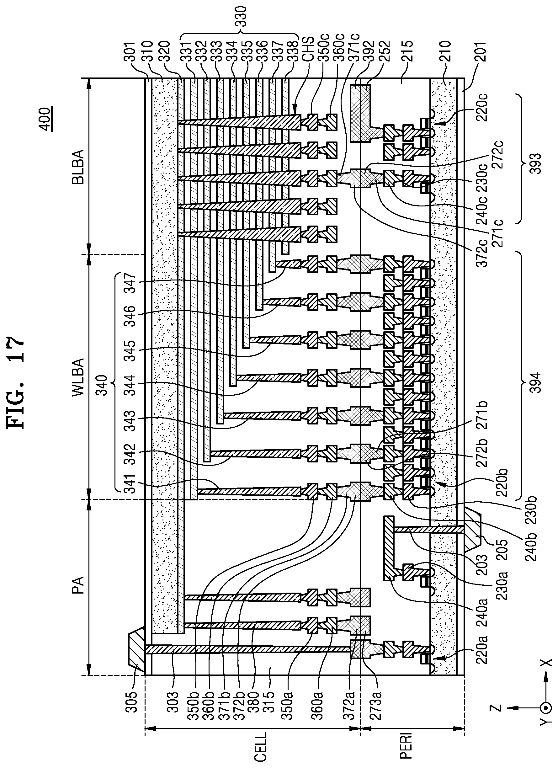 Patent US12368099 Figure 17 – Semiconductor device and electronic system including the same