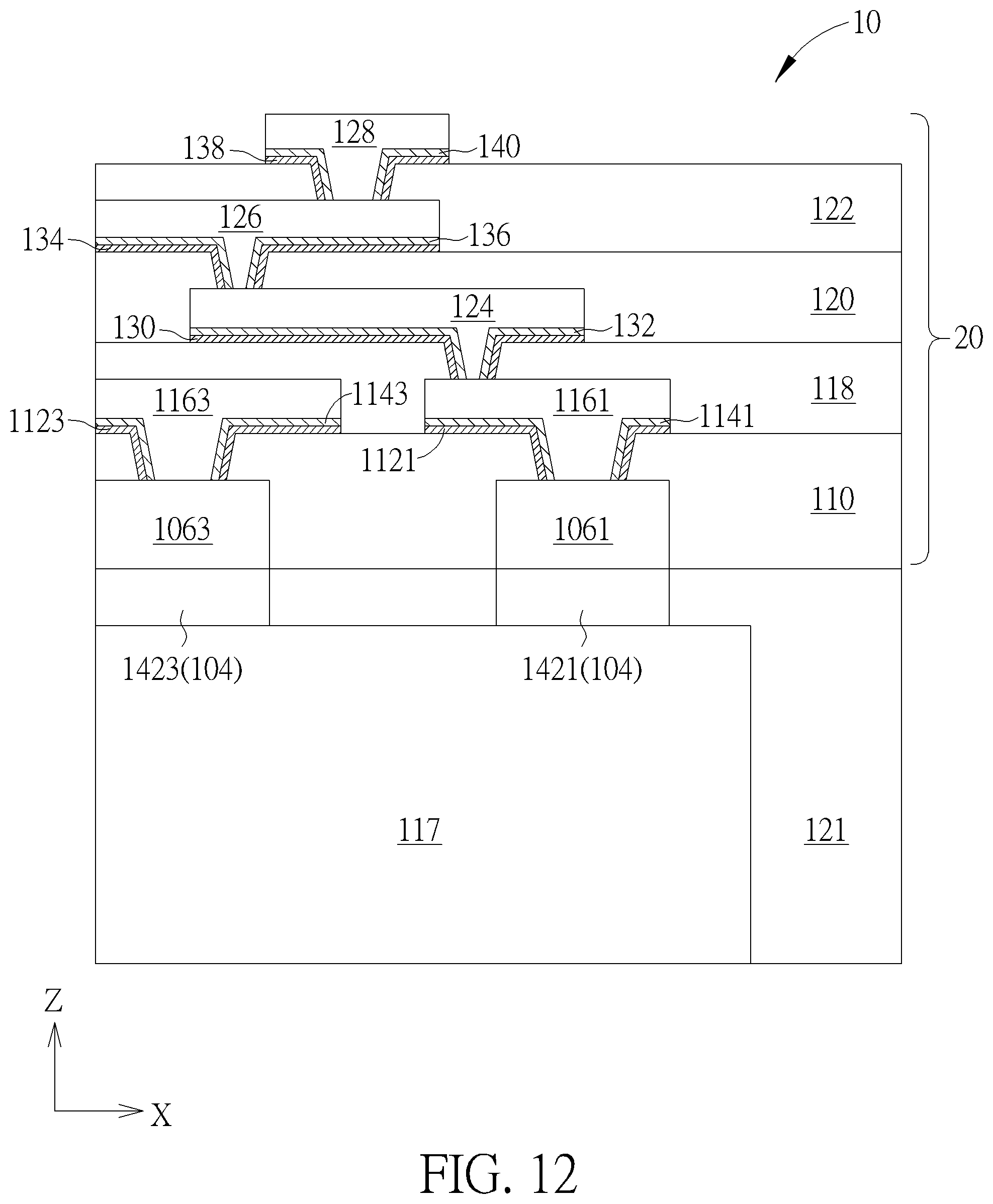 Patent US12368105 Figure 12 – Electronic device having a silane coupling agent in an insulating layer
