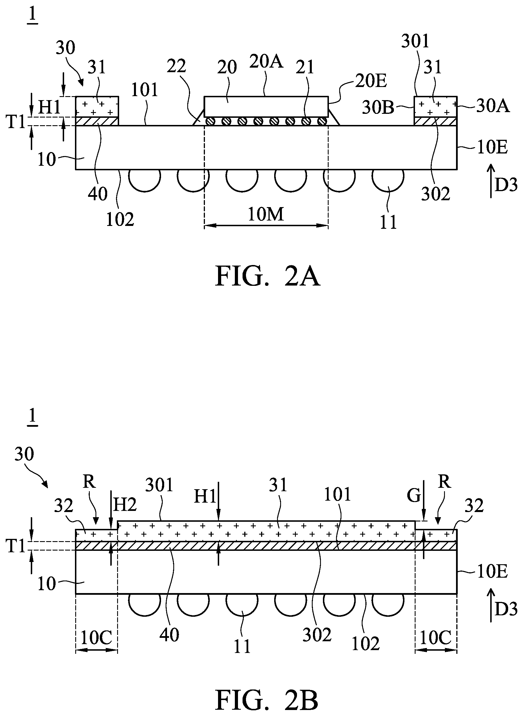 Patent US12368114 Figure 2 – Semiconductor device package having warpage control and method of forming the same