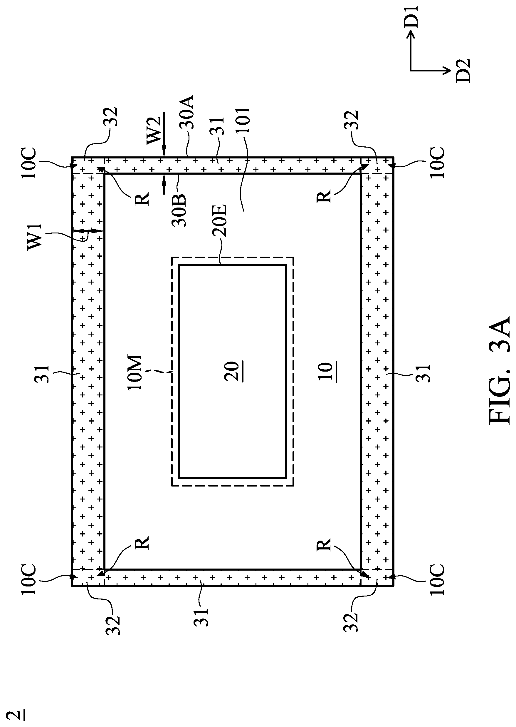 Patent US12368114 Figure 3 – Semiconductor device package having warpage control and method of forming the same