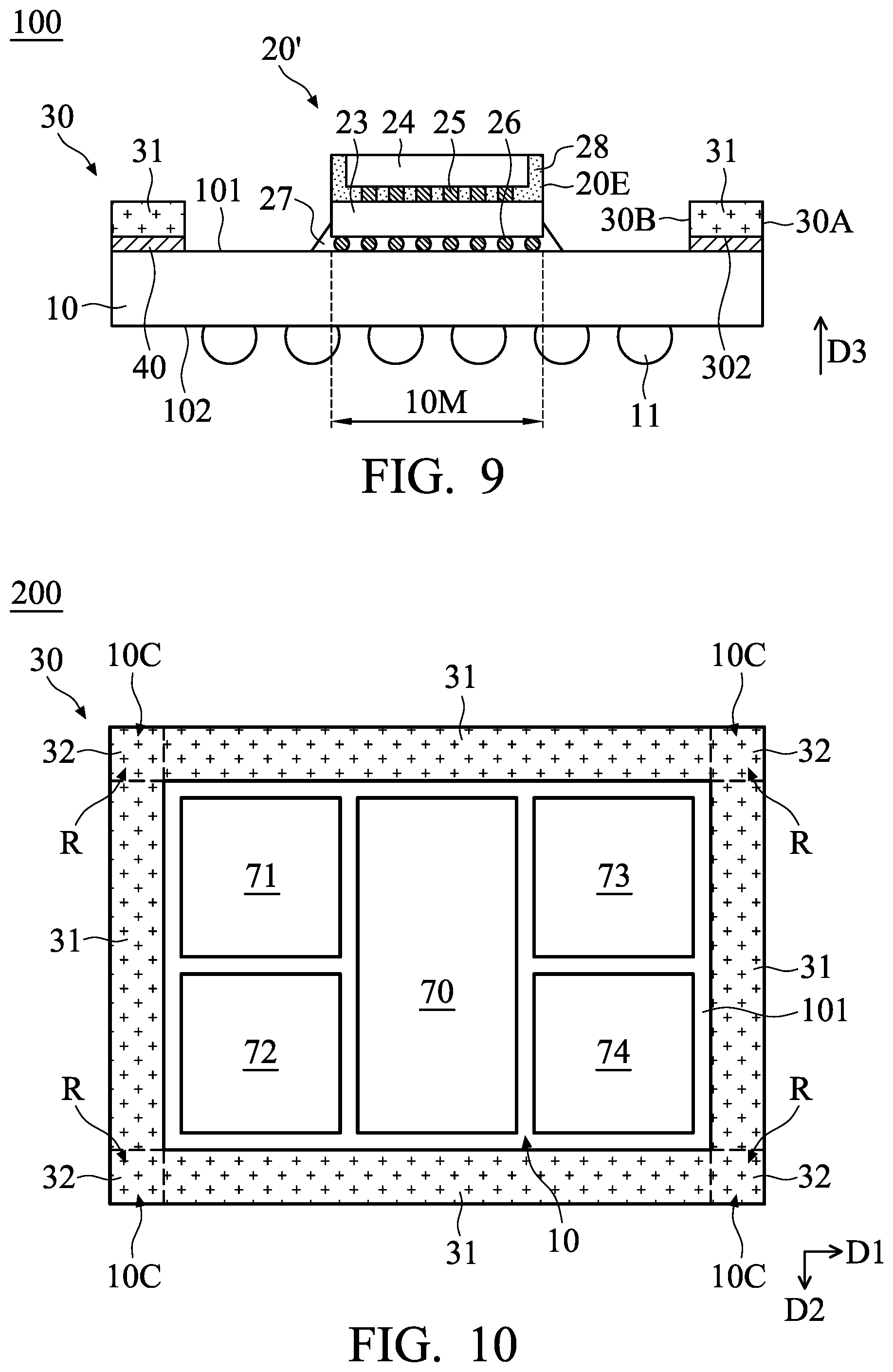 Patent US12368114 Figure 12 – Semiconductor device package having warpage control and method of forming the same
