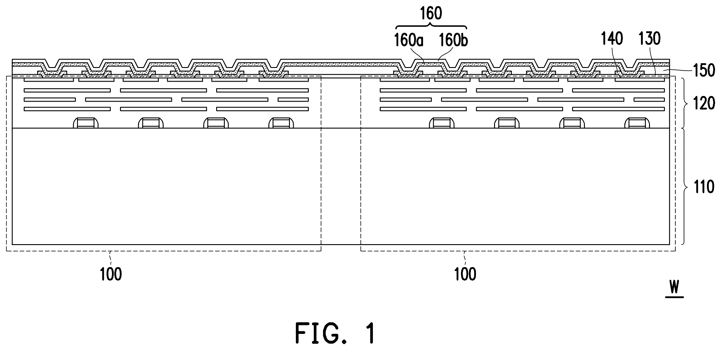 Patent US12368123 — Package structure including stacked pillar portions and method for fabricating the same — Figure 1
