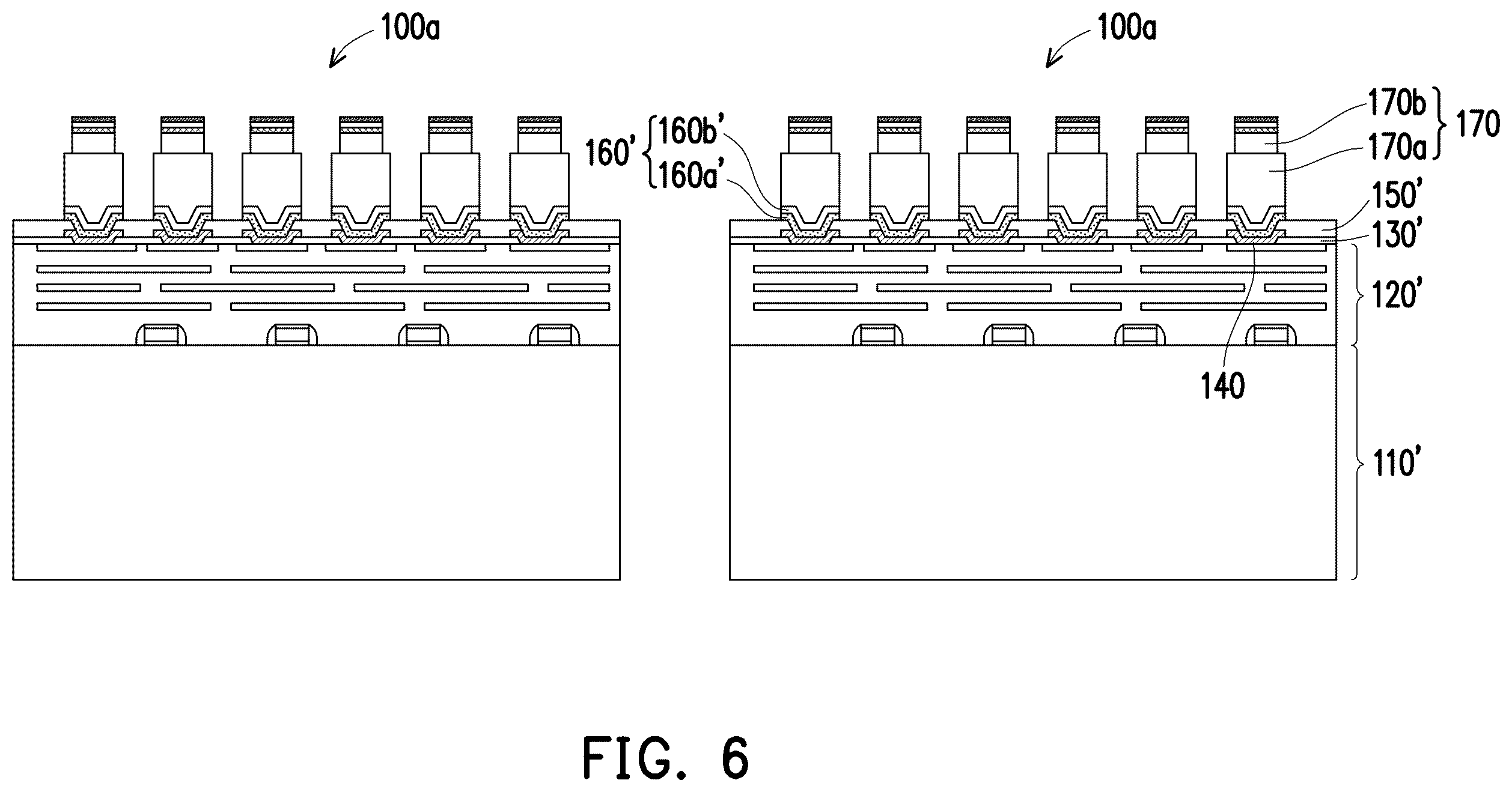 Patent US12368123 Figure 6 – Package structure including stacked pillar portions and method for fabricating the same