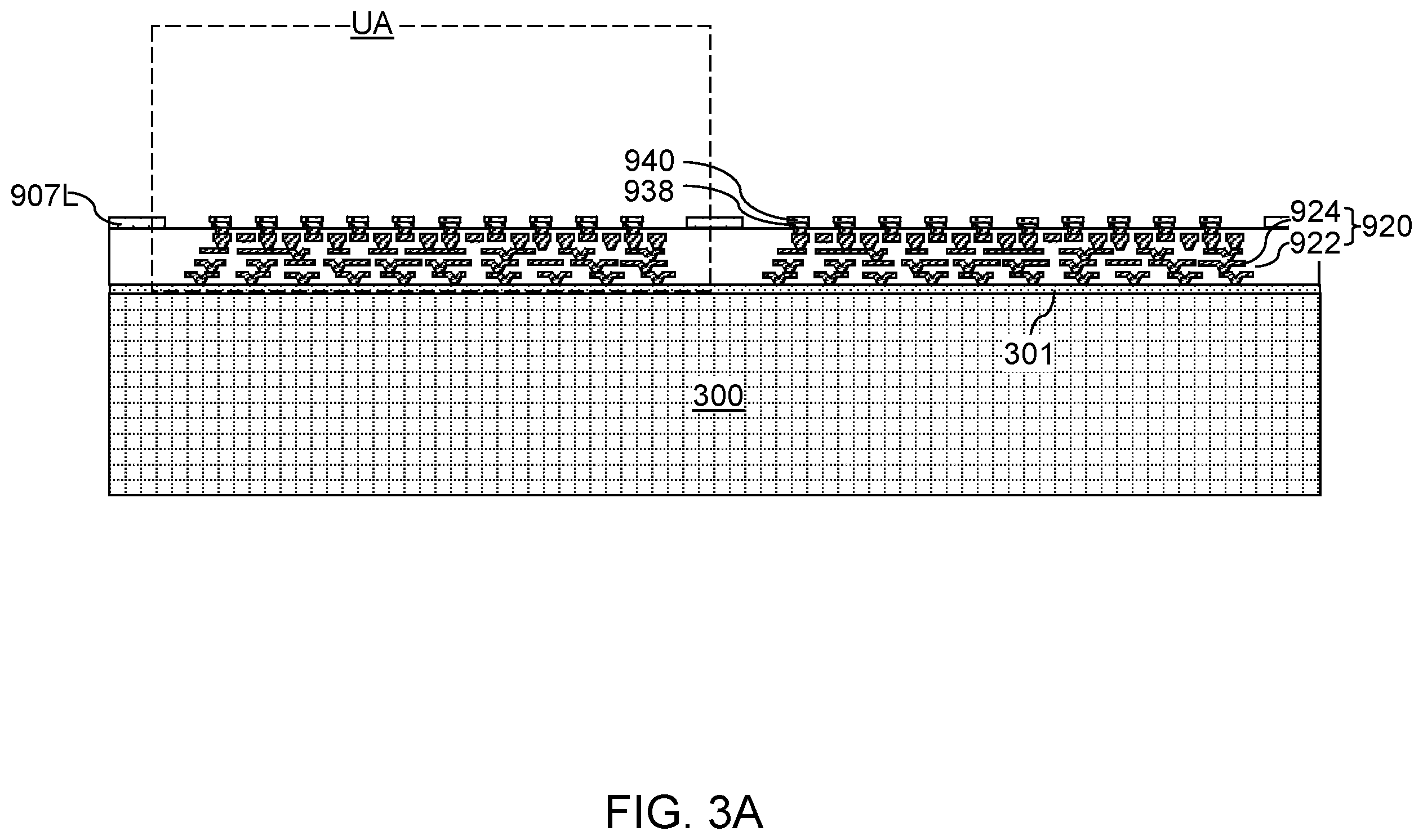Patent US12368127 Figure 5 – Semiconductor chip package having underfill material surrounding a fan-out package and contacting a stress buffer structure sidewall
