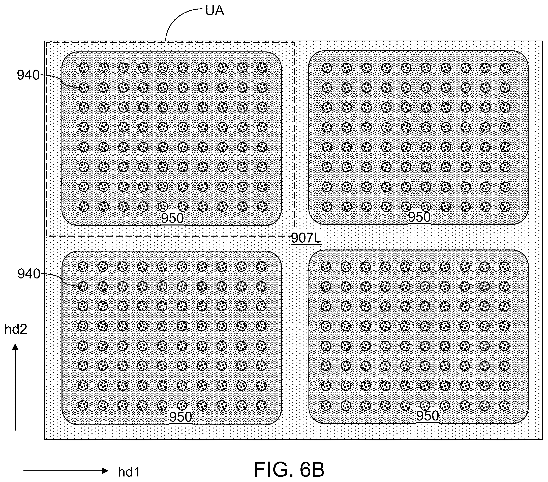 Patent US12368127 Figure 12 – Semiconductor chip package having underfill material surrounding a fan-out package and contacting a stress buffer structure sidewall