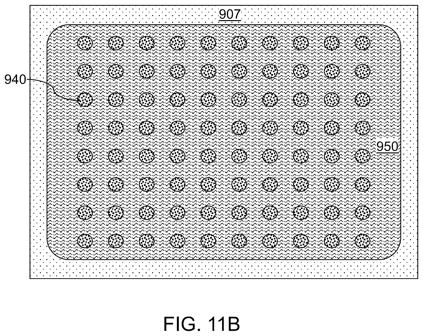 Patent US12368127 Figure 18 – Semiconductor chip package having underfill material surrounding a fan-out package and contacting a stress buffer structure sidewall