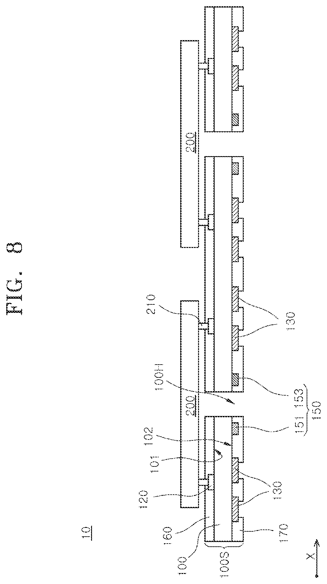 Patent US12368134 Figure 8 – Semiconductor packages including dam patterns and methods for manufacturing the same
