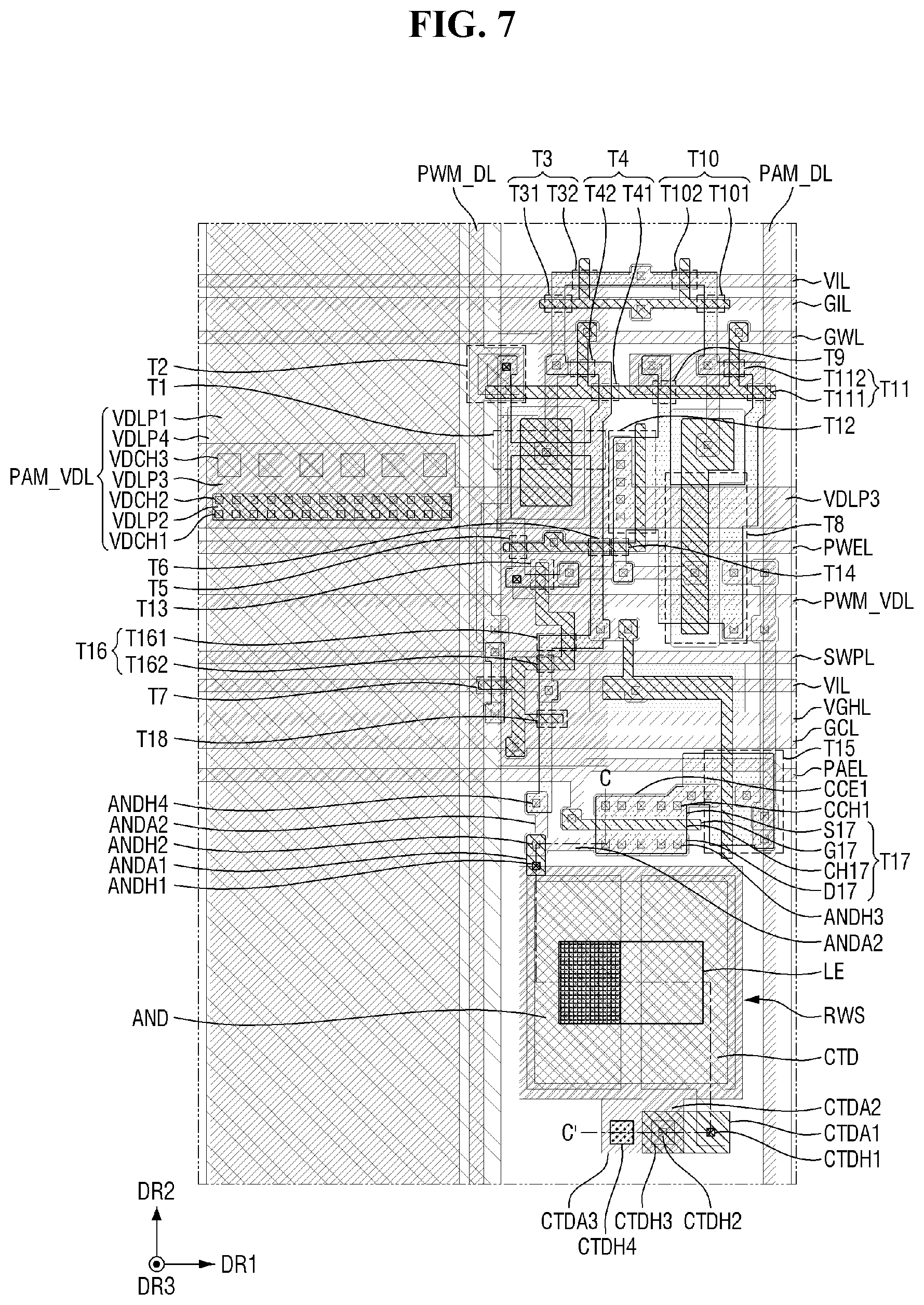 Patent US12368135 Figure 7 – Display device, and tiled display device including the display device