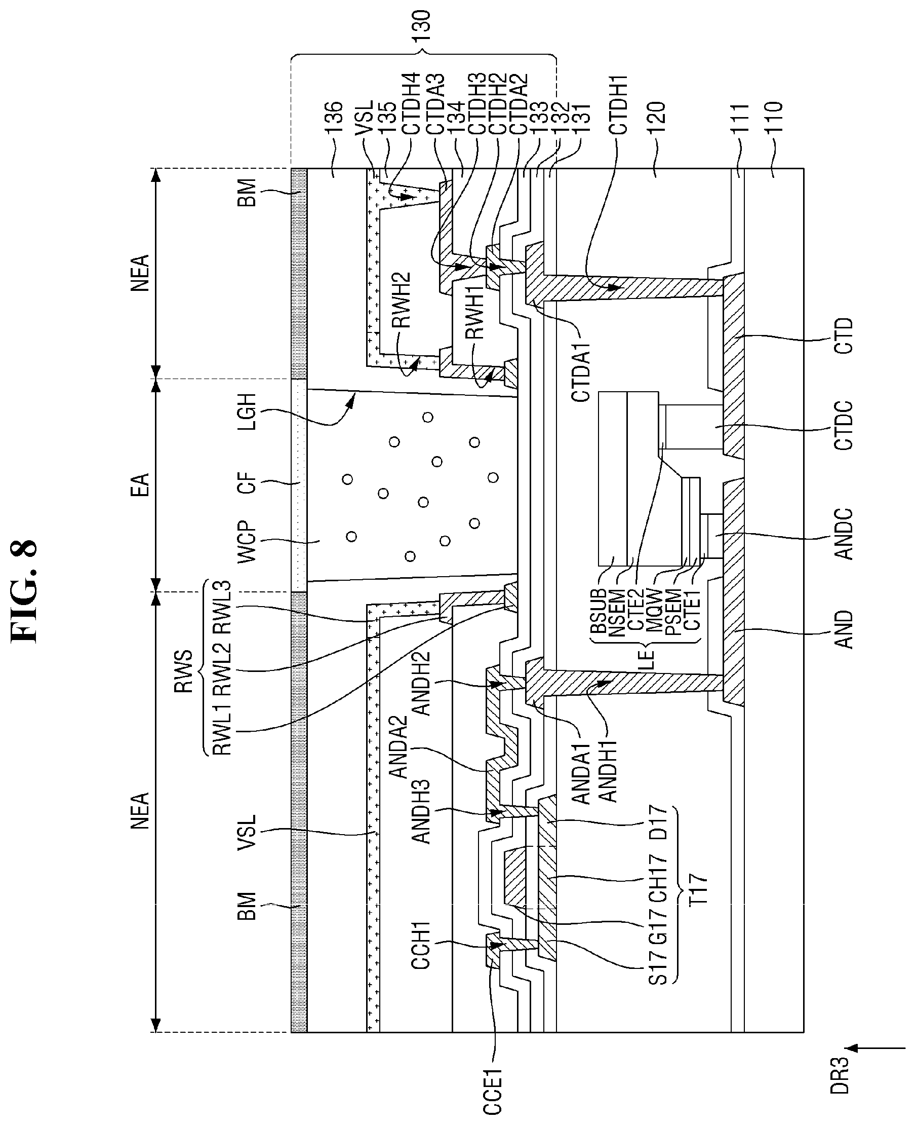 Patent US12368135 Figure 8 – Display device, and tiled display device including the display device