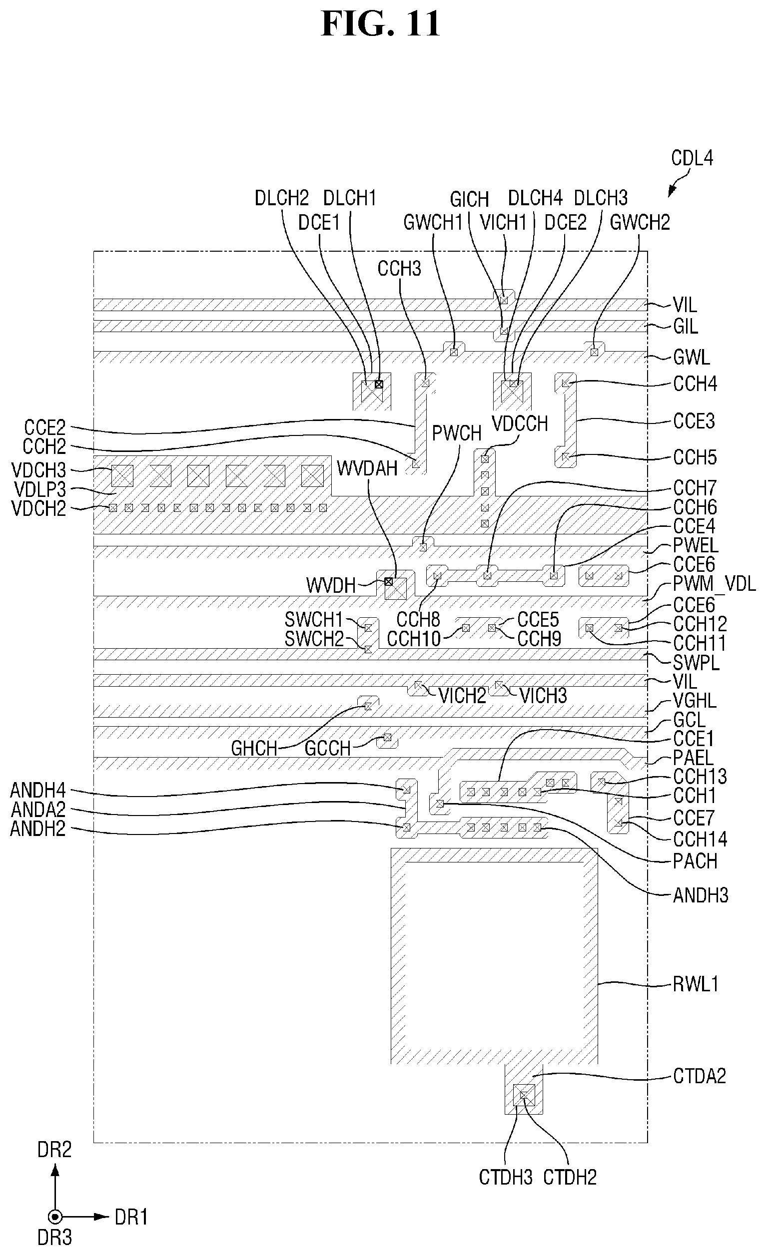 Patent US12368135 Figure 11 – Display device, and tiled display device including the display device