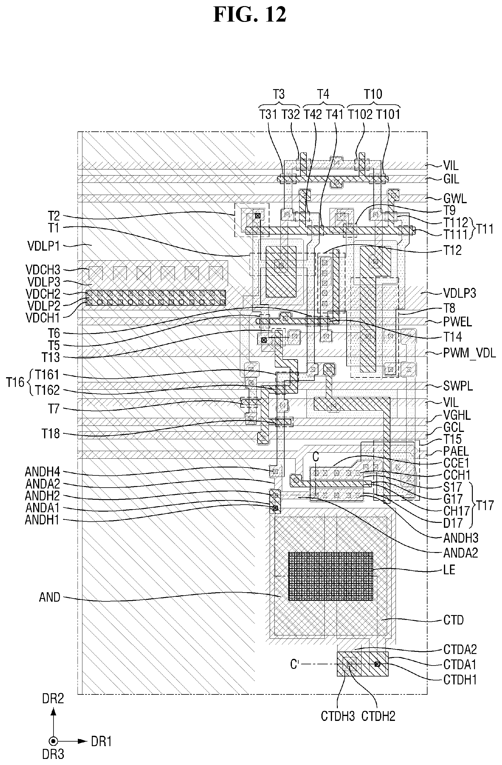 Patent US12368135 Figure 12 – Display device, and tiled display device including the display device