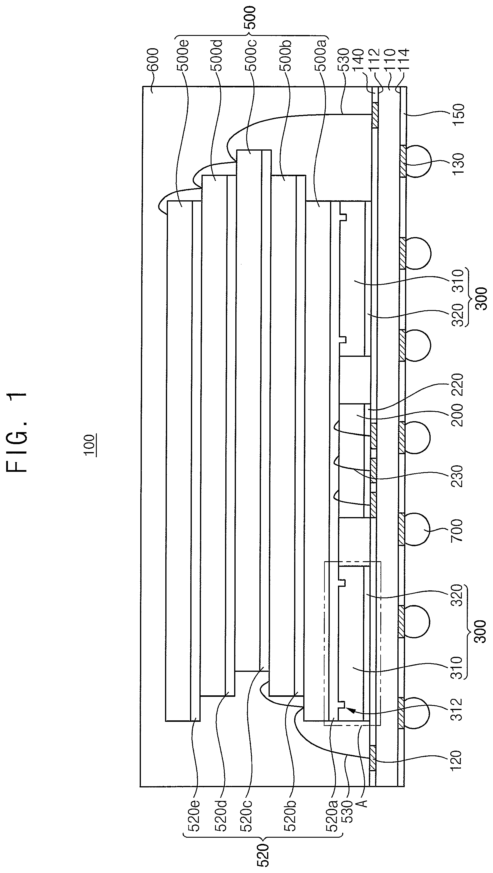 Patent US12368136 Figure 1 – Semiconductor package and a method of manufacturing the semiconductor package
