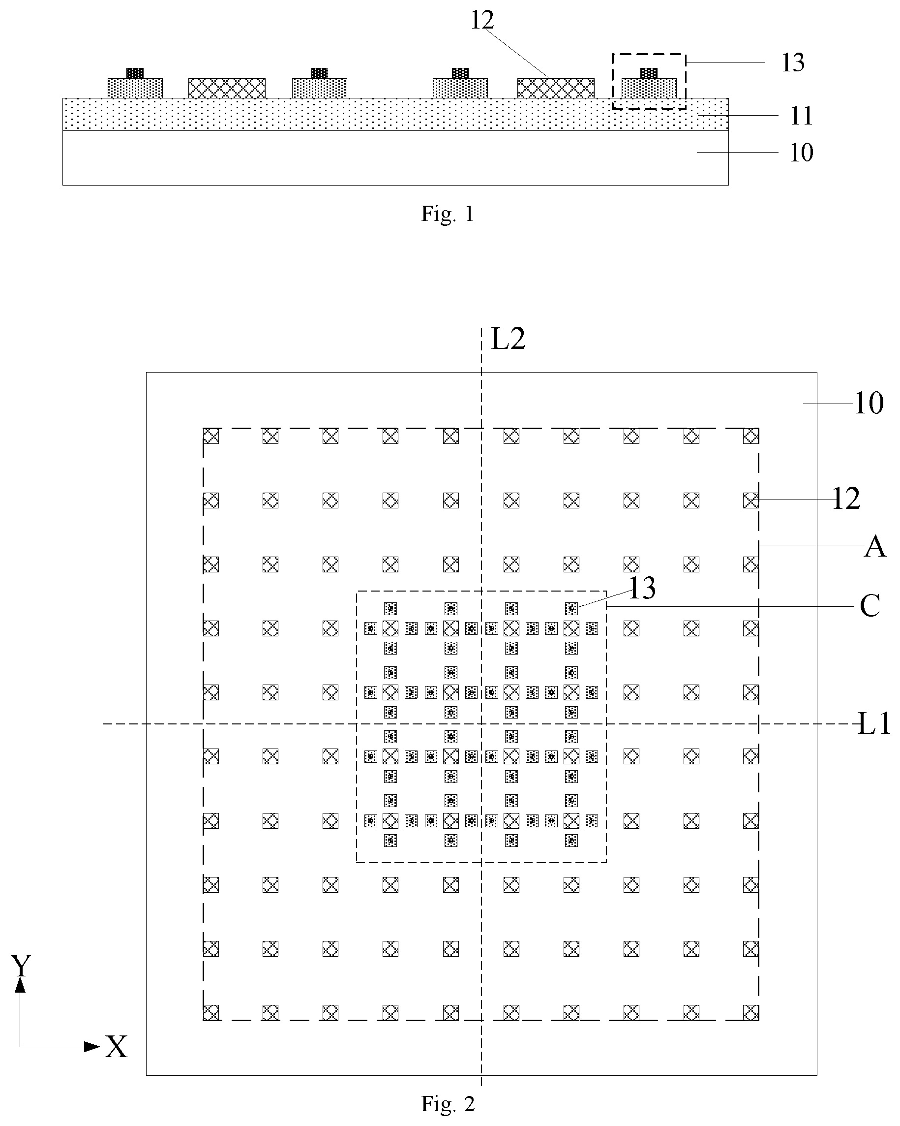 Patent US12368144 Figure 1 – Driving backplane, transfer method for light-emitting diode chip, display apparatus
