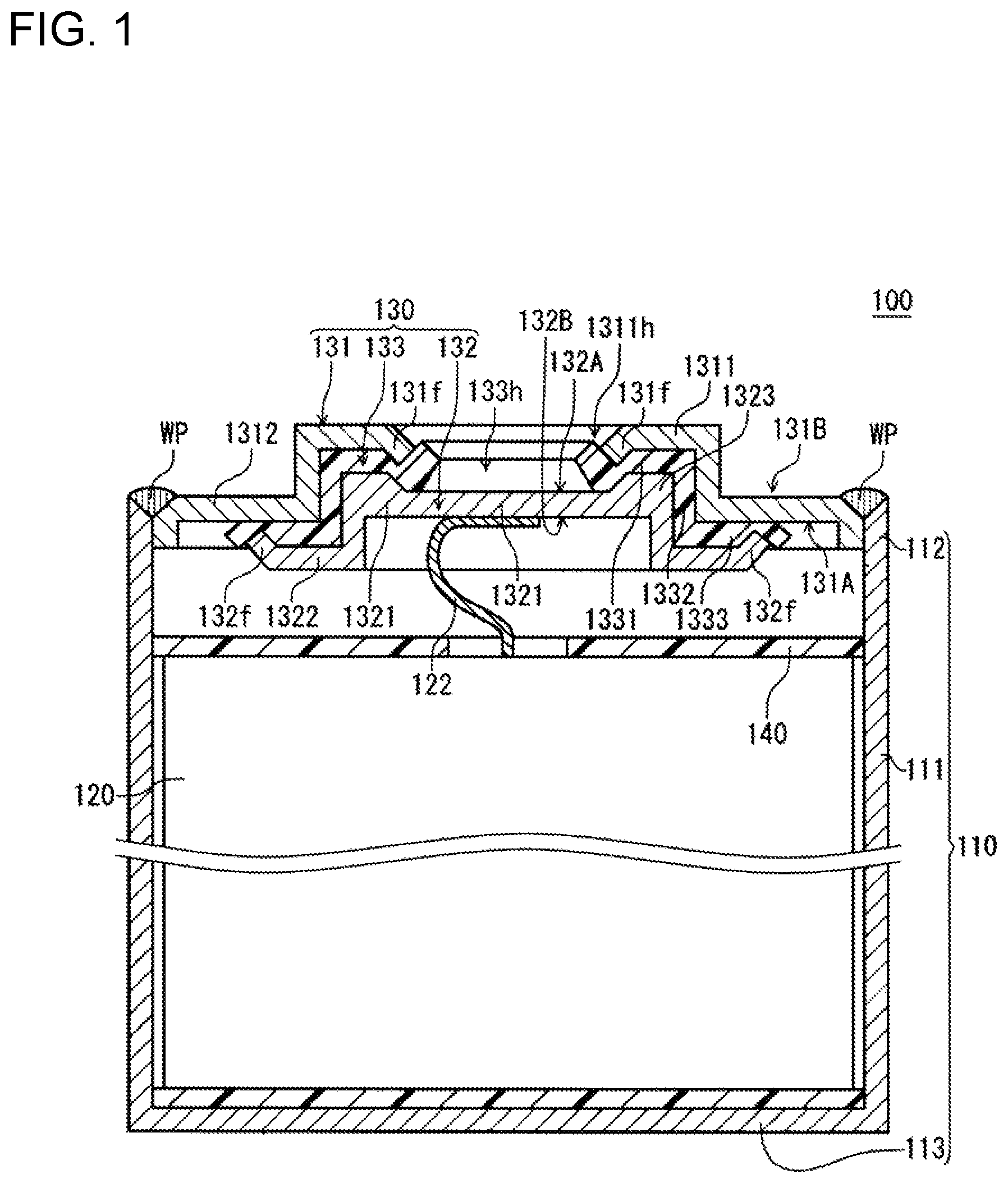 Patent US12368199 Figure 1 – Power storage device