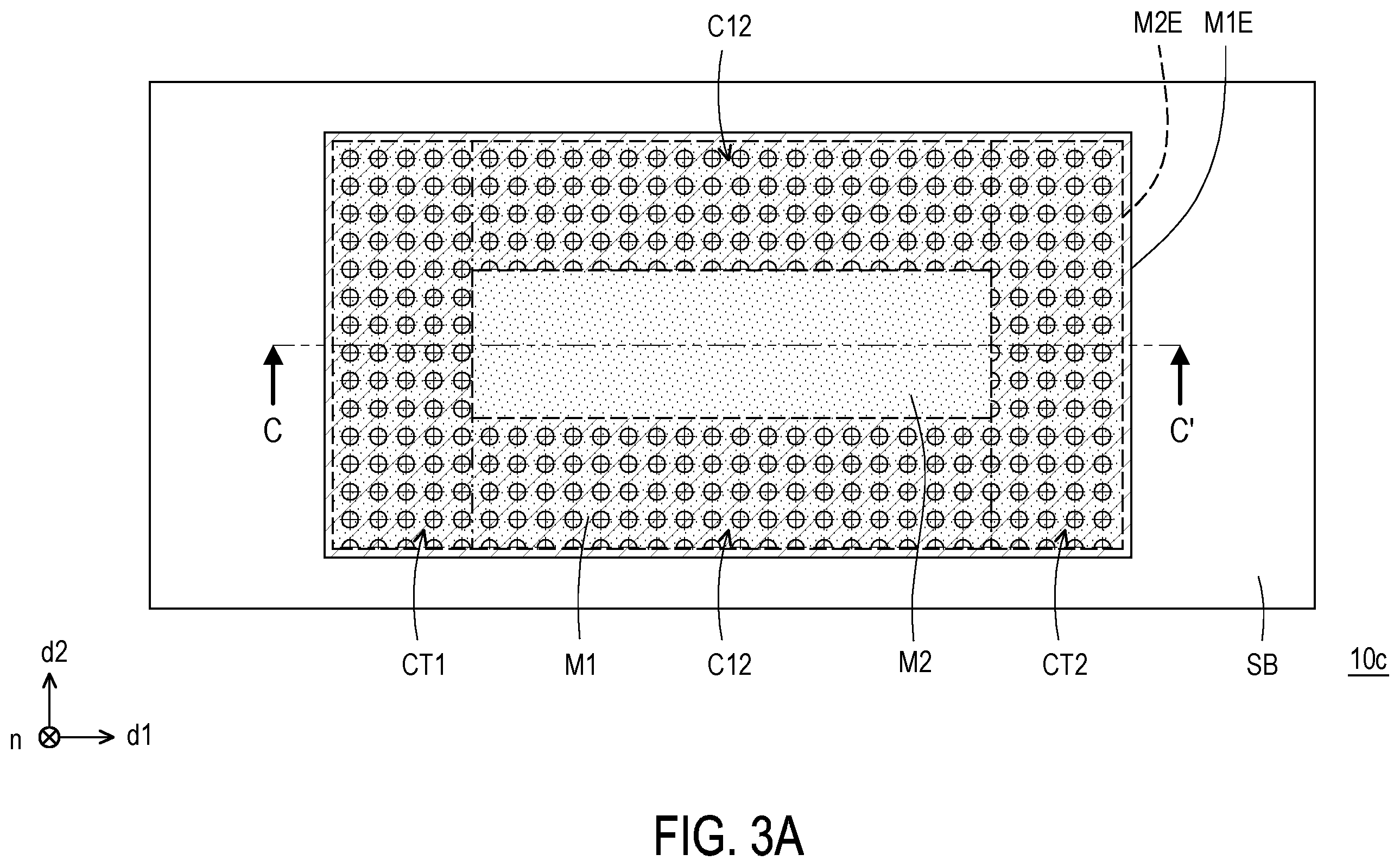 Patent US12368222 Figure 5 – Electronic device comprising first and second metal patterns arranged with first and second insulating patterns in a specified configuration