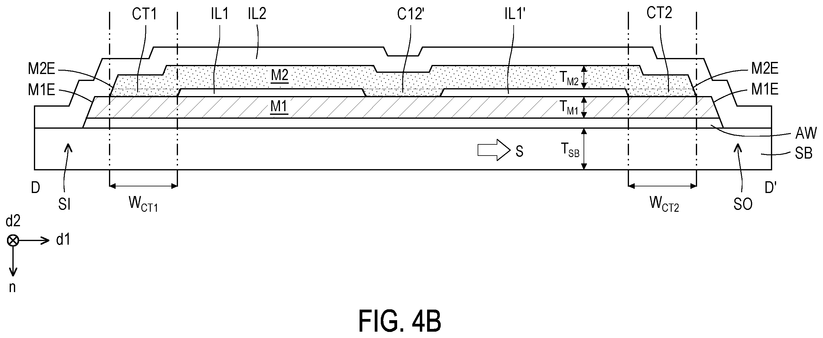 Patent US12368222 Figure 8 – Electronic device comprising first and second metal patterns arranged with first and second insulating patterns in a specified configuration