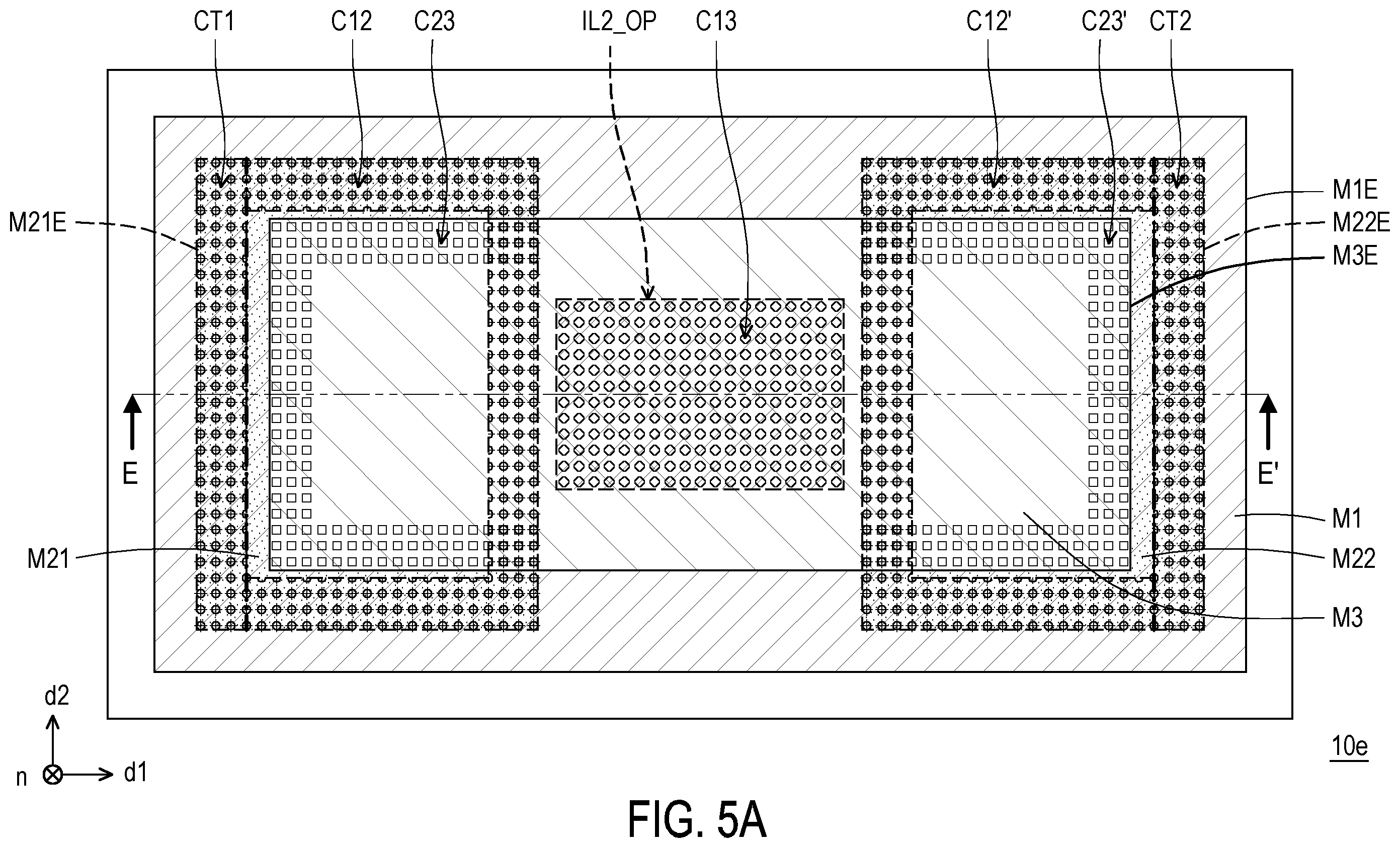 Patent US12368222 Figure 9 – Electronic device comprising first and second metal patterns arranged with first and second insulating patterns in a specified configuration
