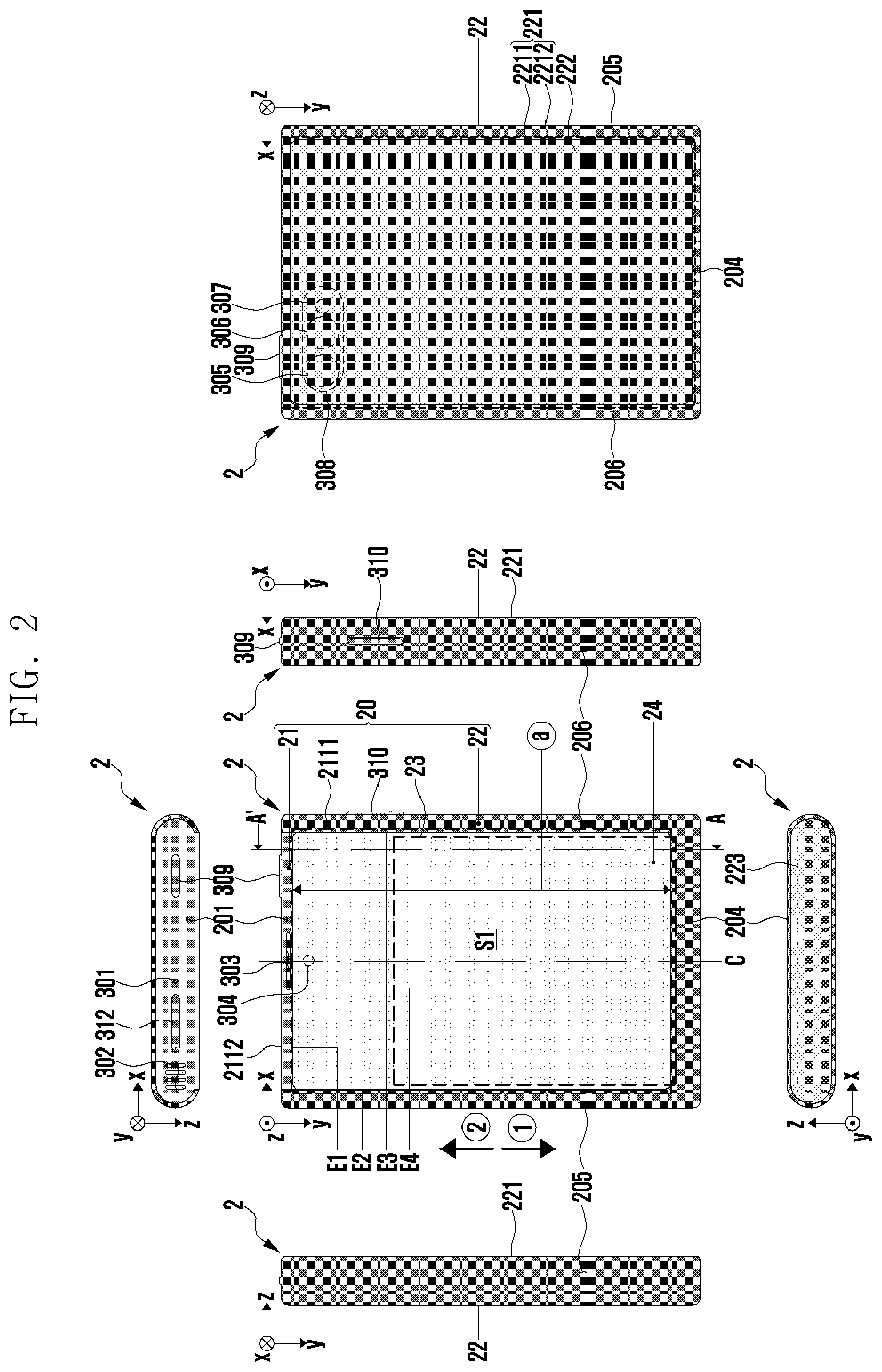 Patent US12368232 Figure 2 – Slidable electronic device including flexible display and antenna