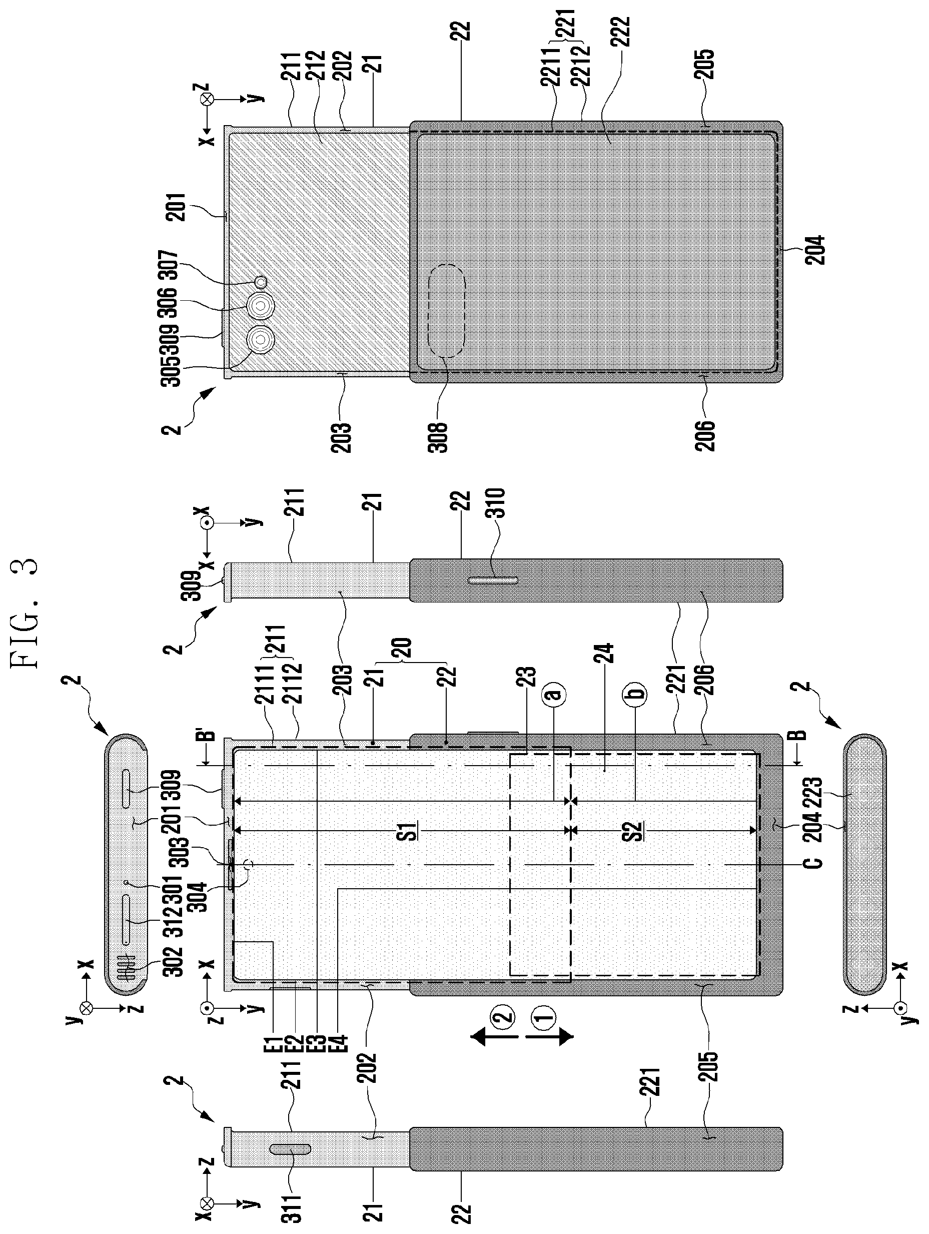 Patent US12368232 Figure 3 – Slidable electronic device including flexible display and antenna