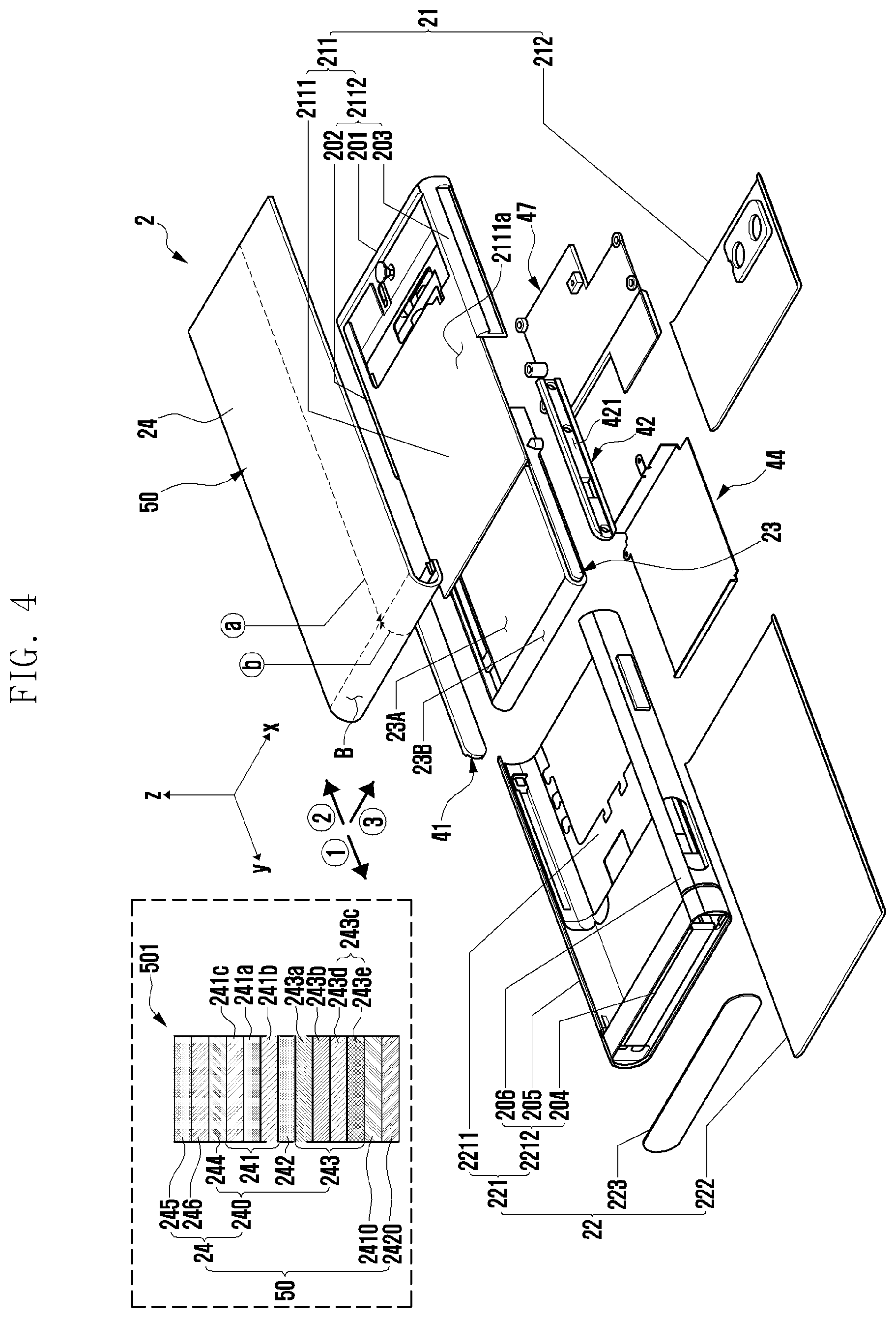Patent US12368232 Figure 4 – Slidable electronic device including flexible display and antenna