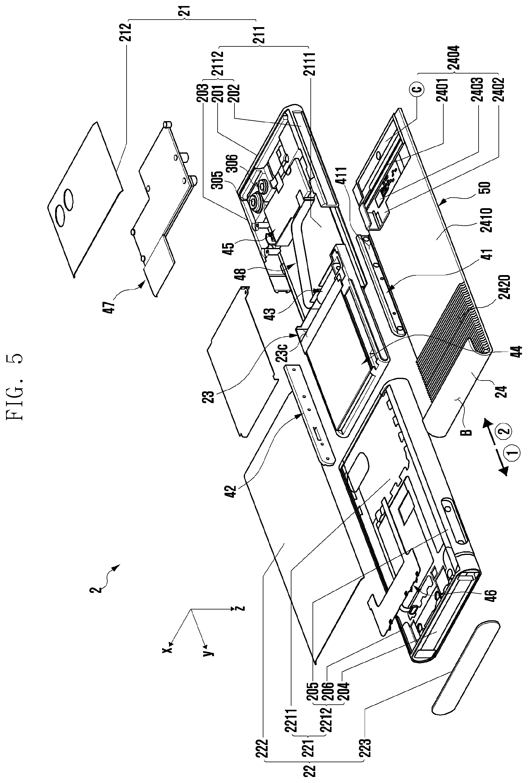 Patent US12368232 Figure 5 – Slidable electronic device including flexible display and antenna