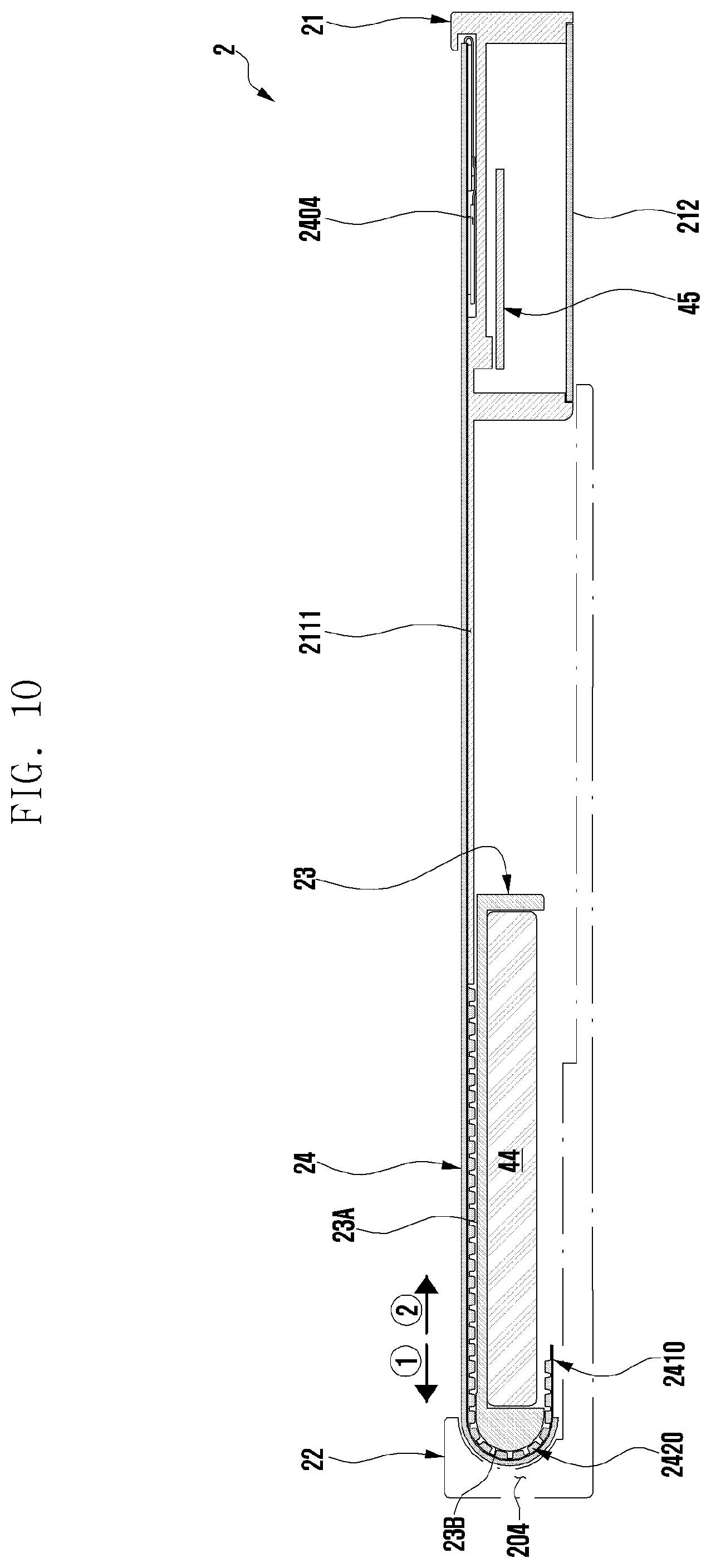 Patent US12368232 Figure 10 – Slidable electronic device including flexible display and antenna