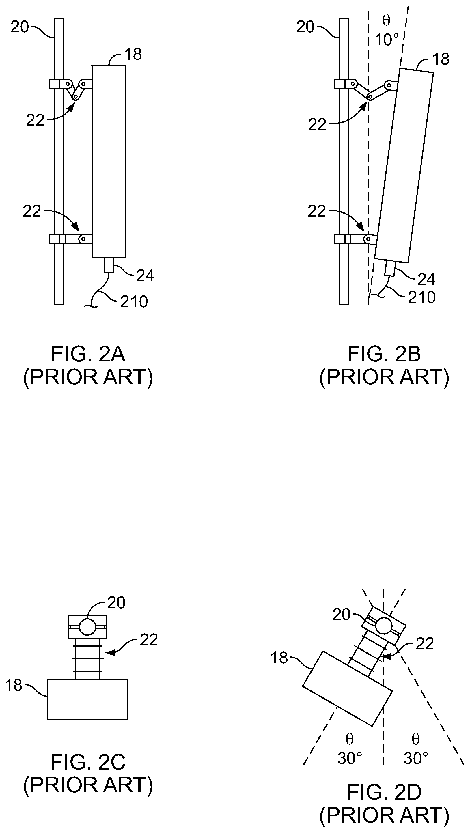 Patent US12368237 Figure 2 – Mechanical actuators for a wireless telecommunication antenna mount