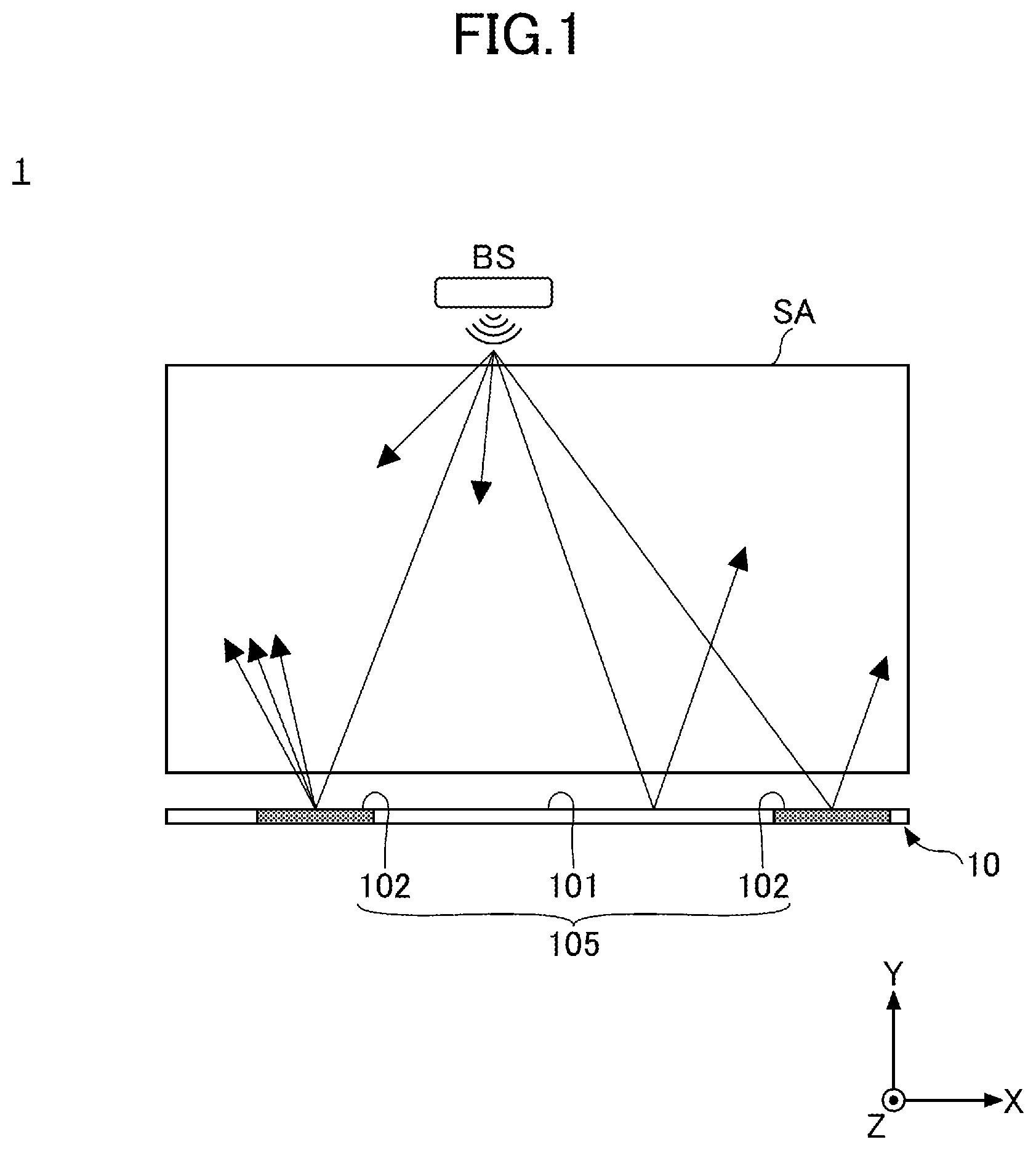 Patent US12368243 Figure 1 – Electromagnetic wave reflector, reflected electromagnetic wave fence, and method of assembling electromagnetic wave reflector