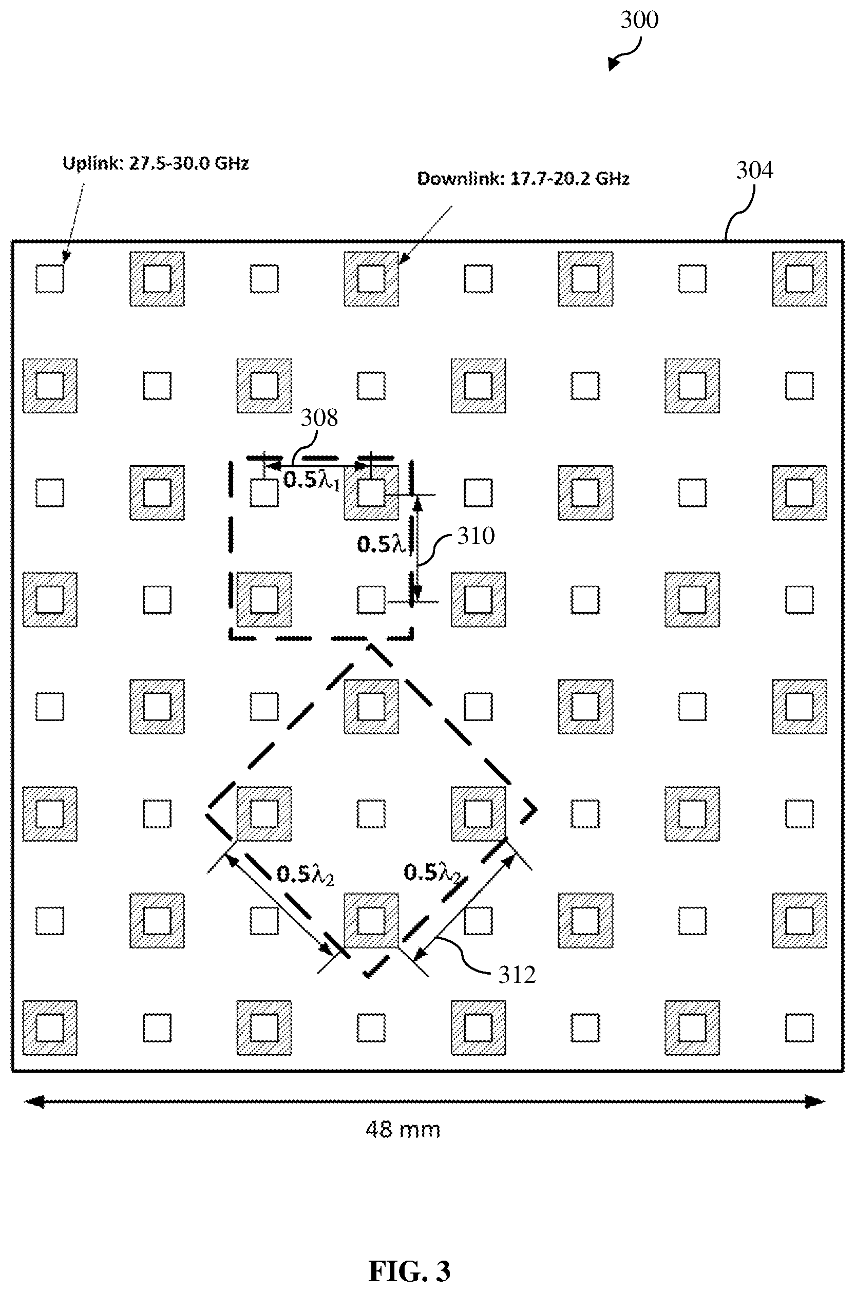Patent US12368248 Figure 3 – Phased array antenna