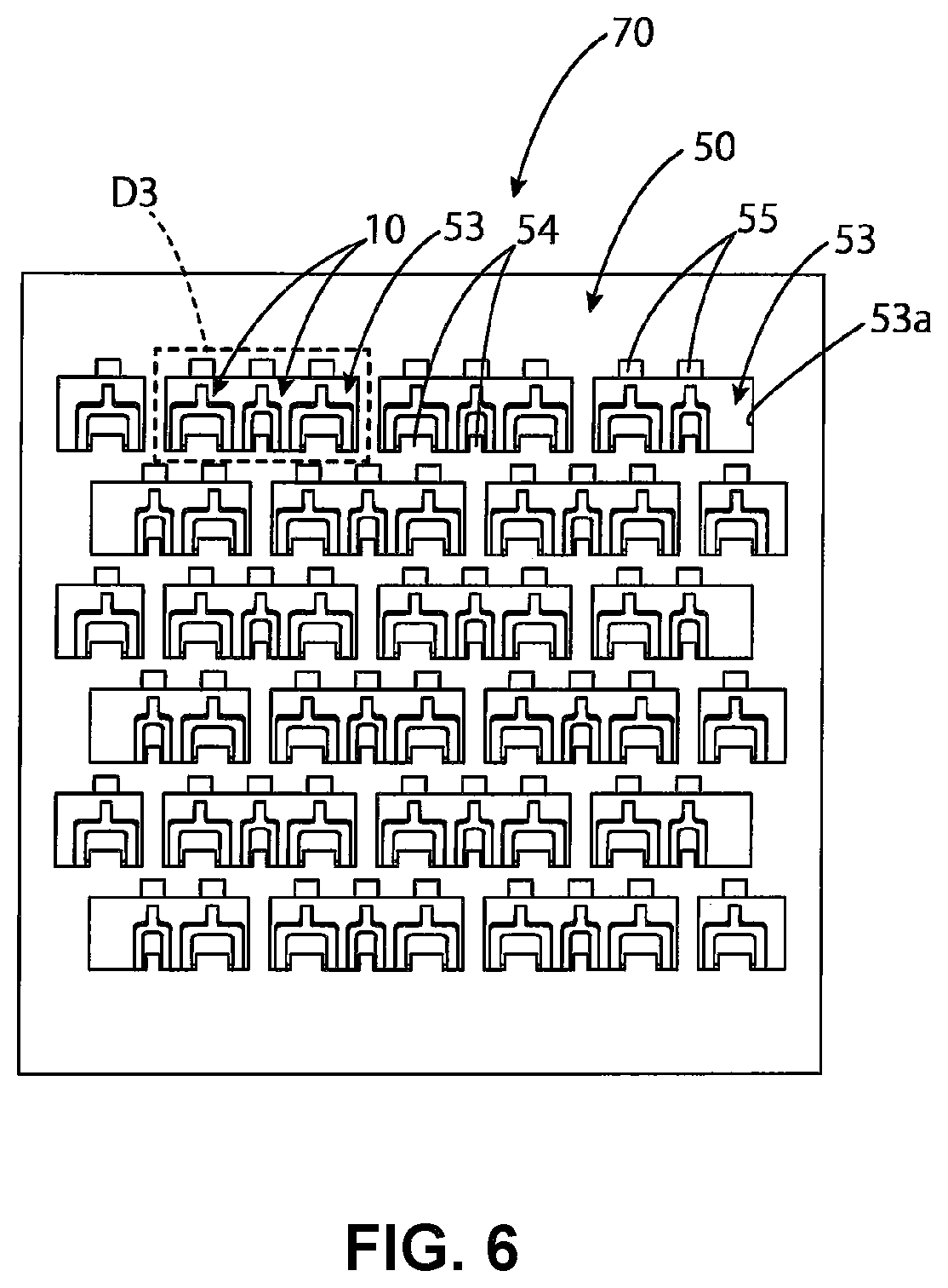 Patent US12368260 Figure 6 – Interposer with contacts having inwardly protruding press-fit portions