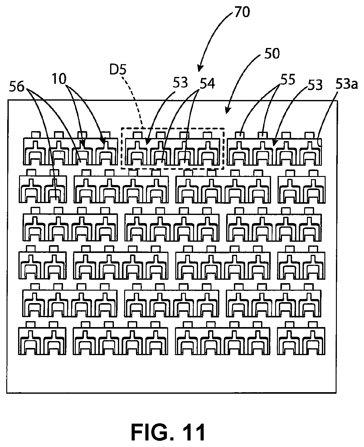 Patent US12368260 Figure 11 – Interposer with contacts having inwardly protruding press-fit portions