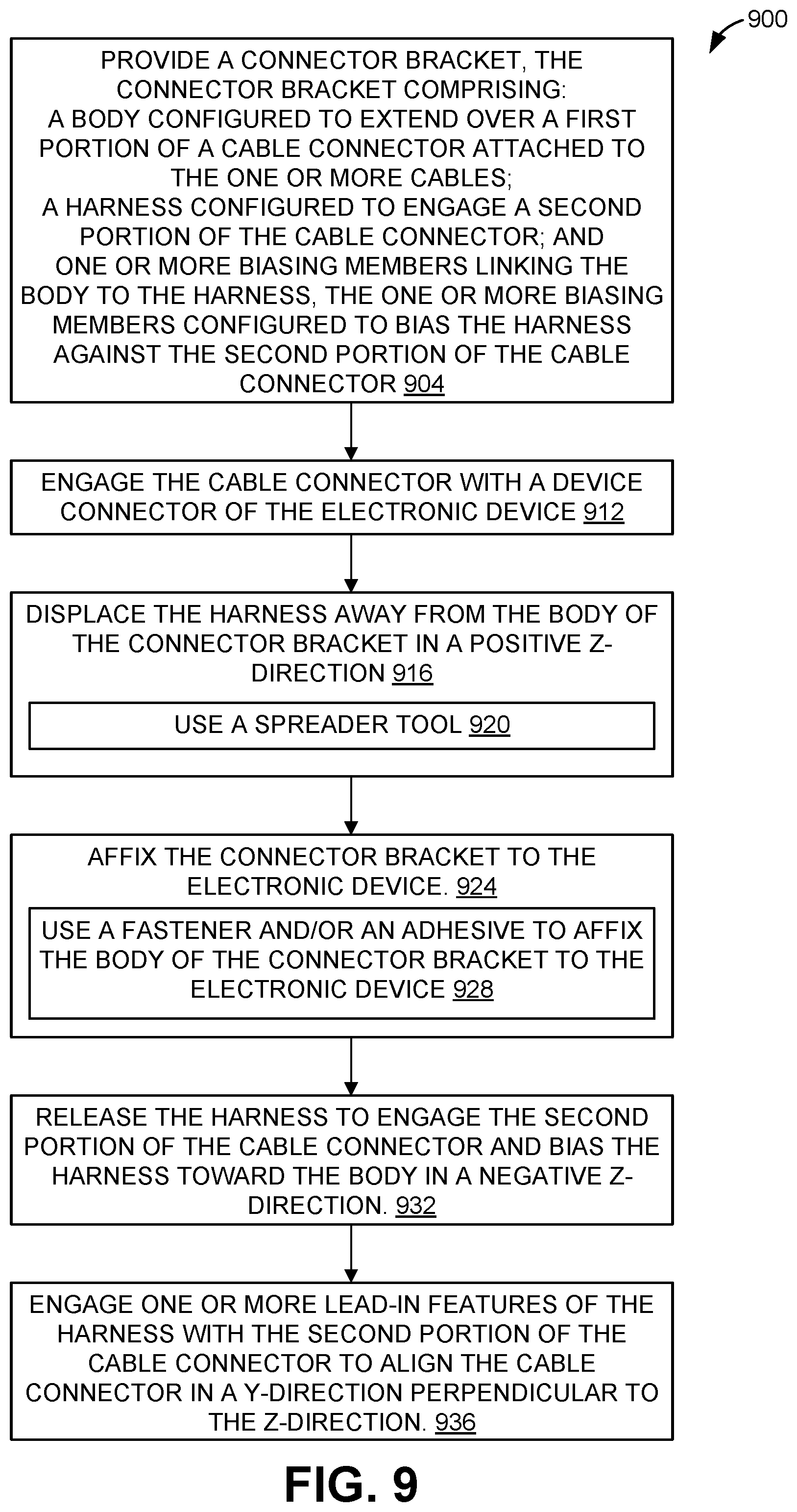 Patent US12368264 Figure 6 – Connector bracket for a cable connector
