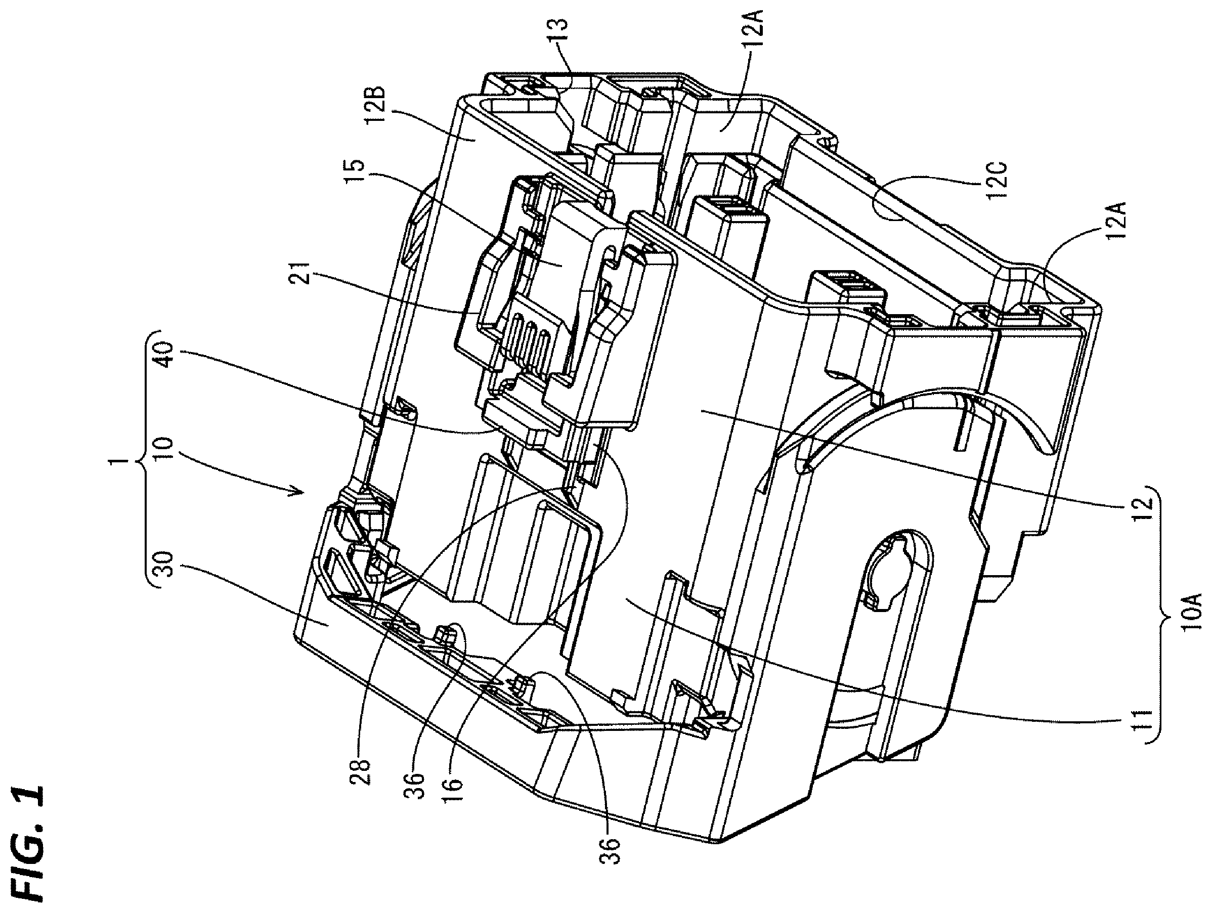 Patent US12368269 Figure 1 – Connector having CPA member for partly covering a code