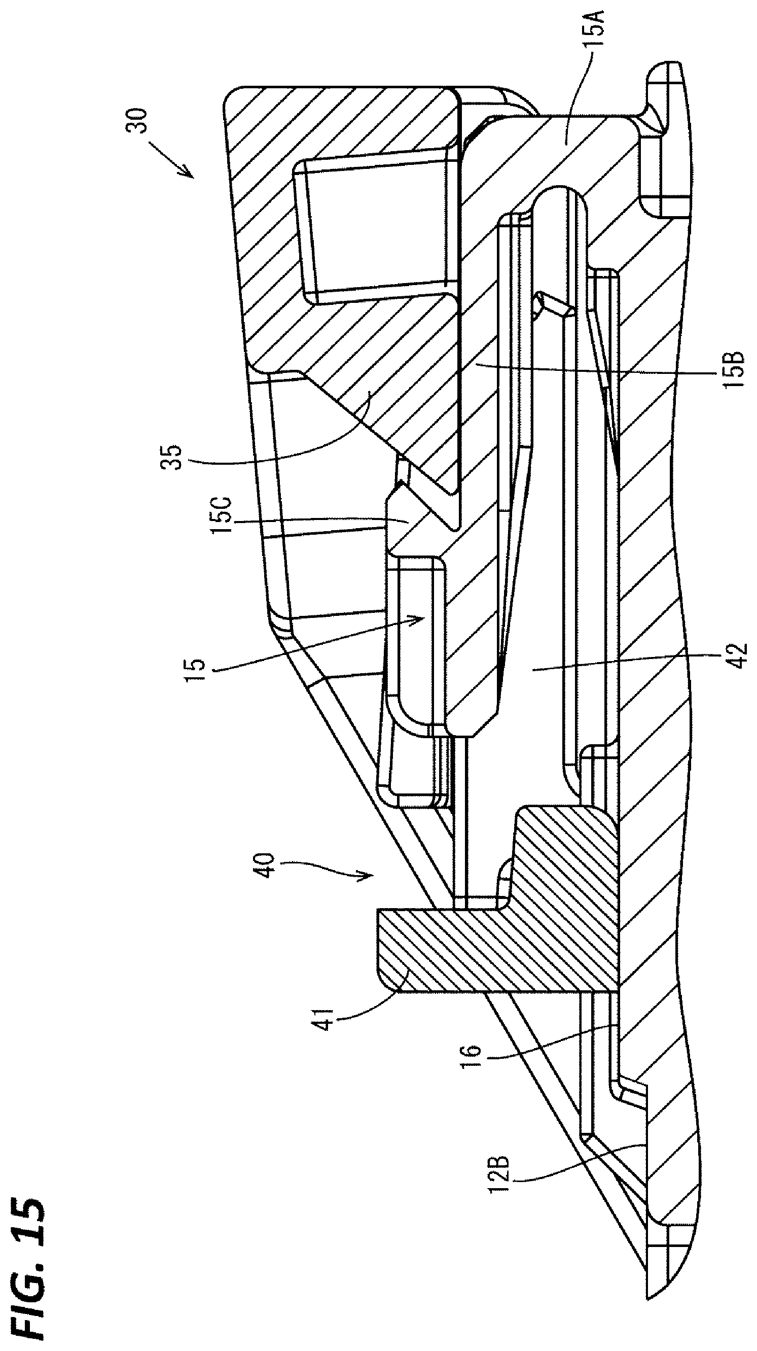 Patent US12368269 Figure 15 – Connector having CPA member for partly covering a code
