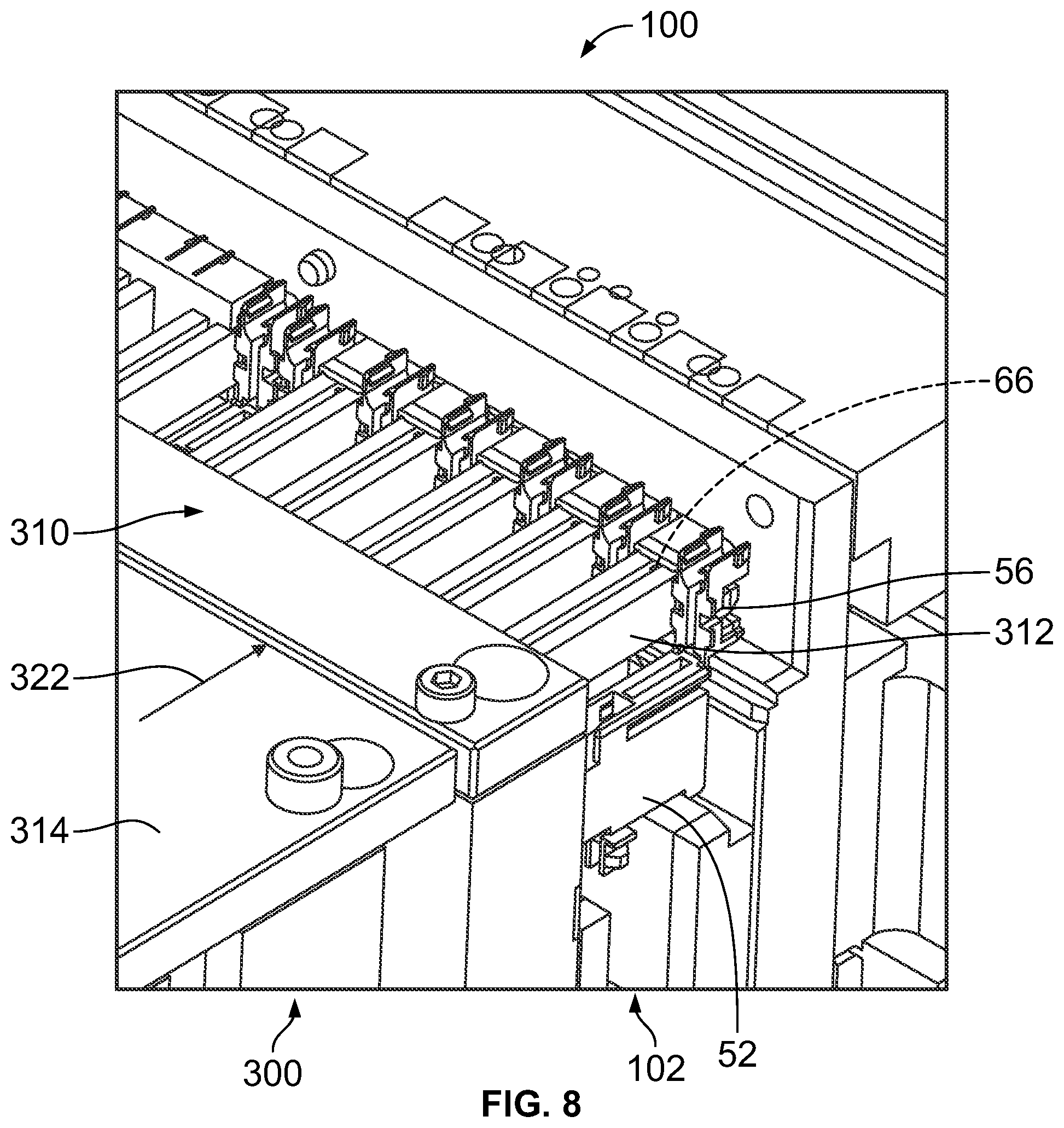 Patent US12368274 Figure 8 – Connector processing machine