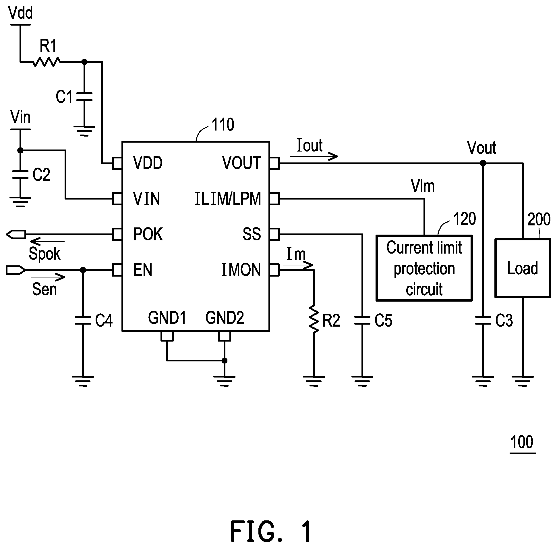 Patent US12368297 Figure 1 – Load switch circuit