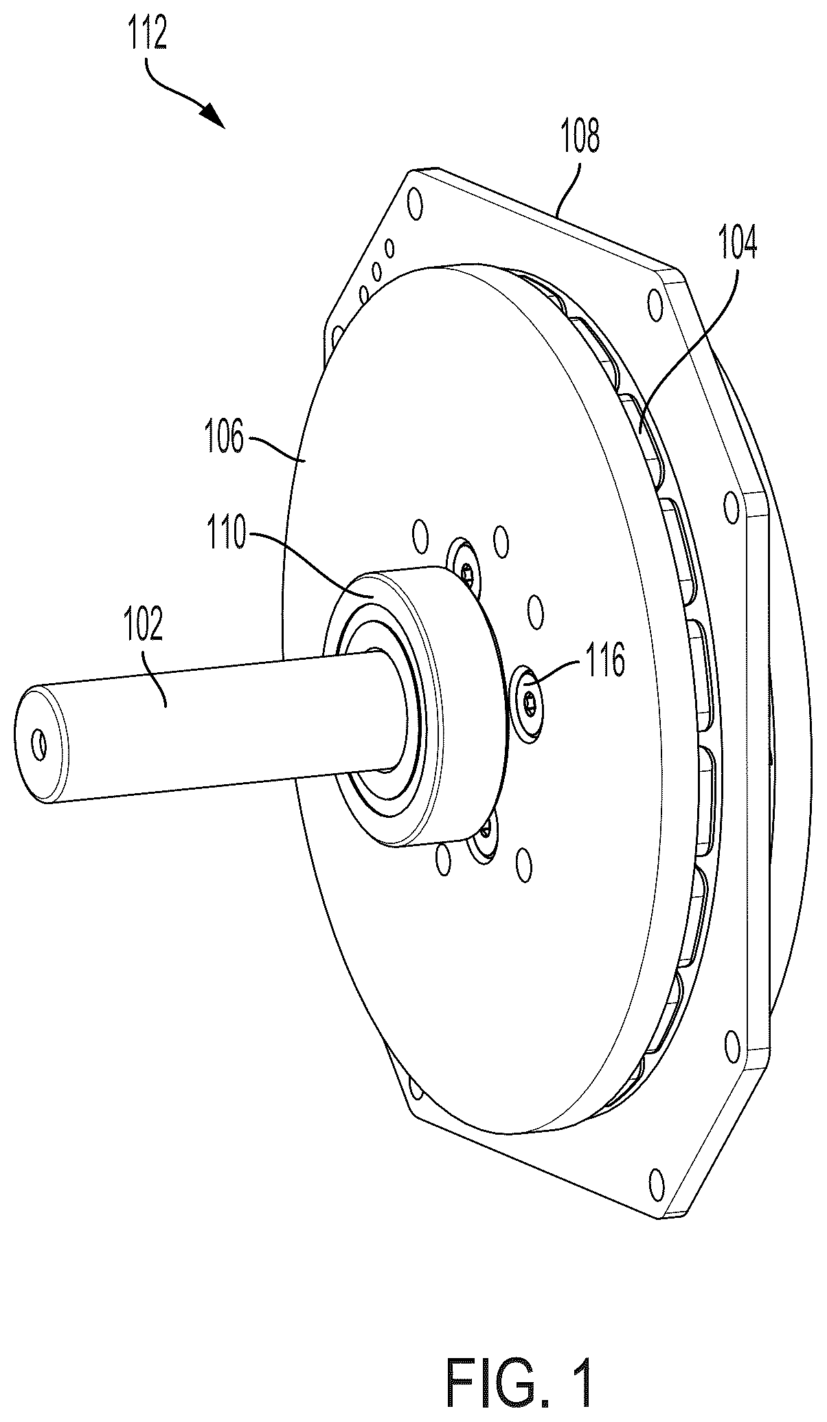Patent US12368356 — Housing for axial flux motor assemblies — Figure 1