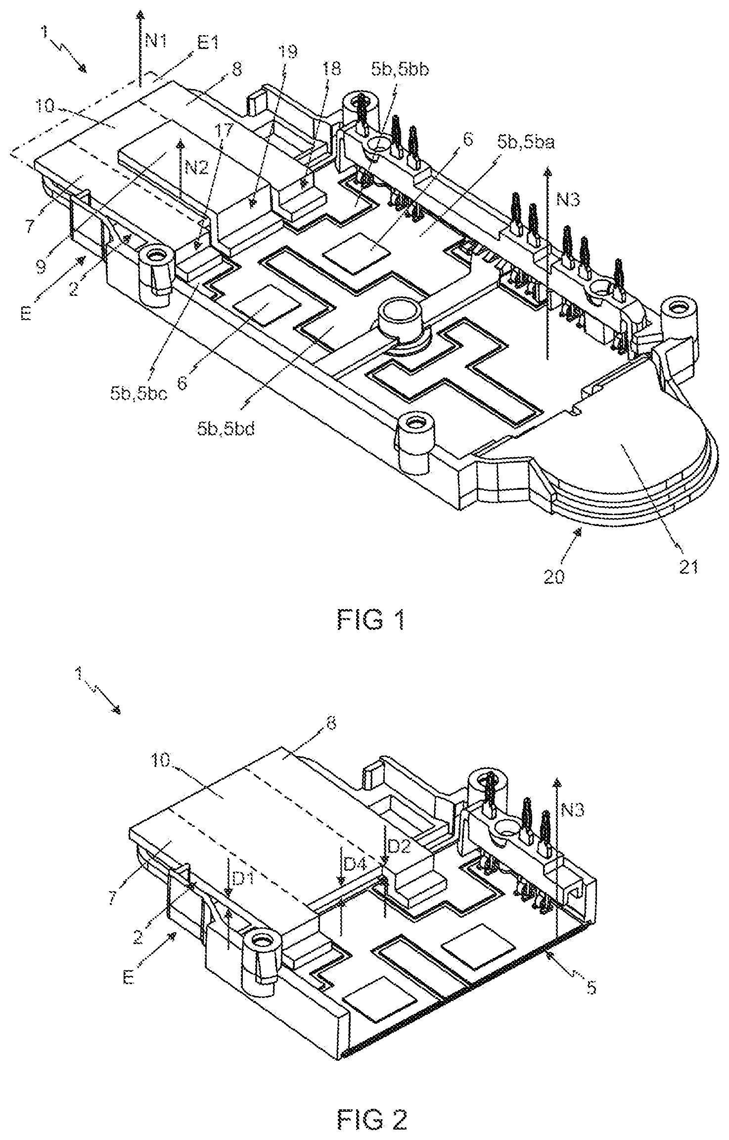 Patent US12368385 — Power semiconductor module having a substrate, power semiconductor components and having a DC voltage connection device — Figure 1