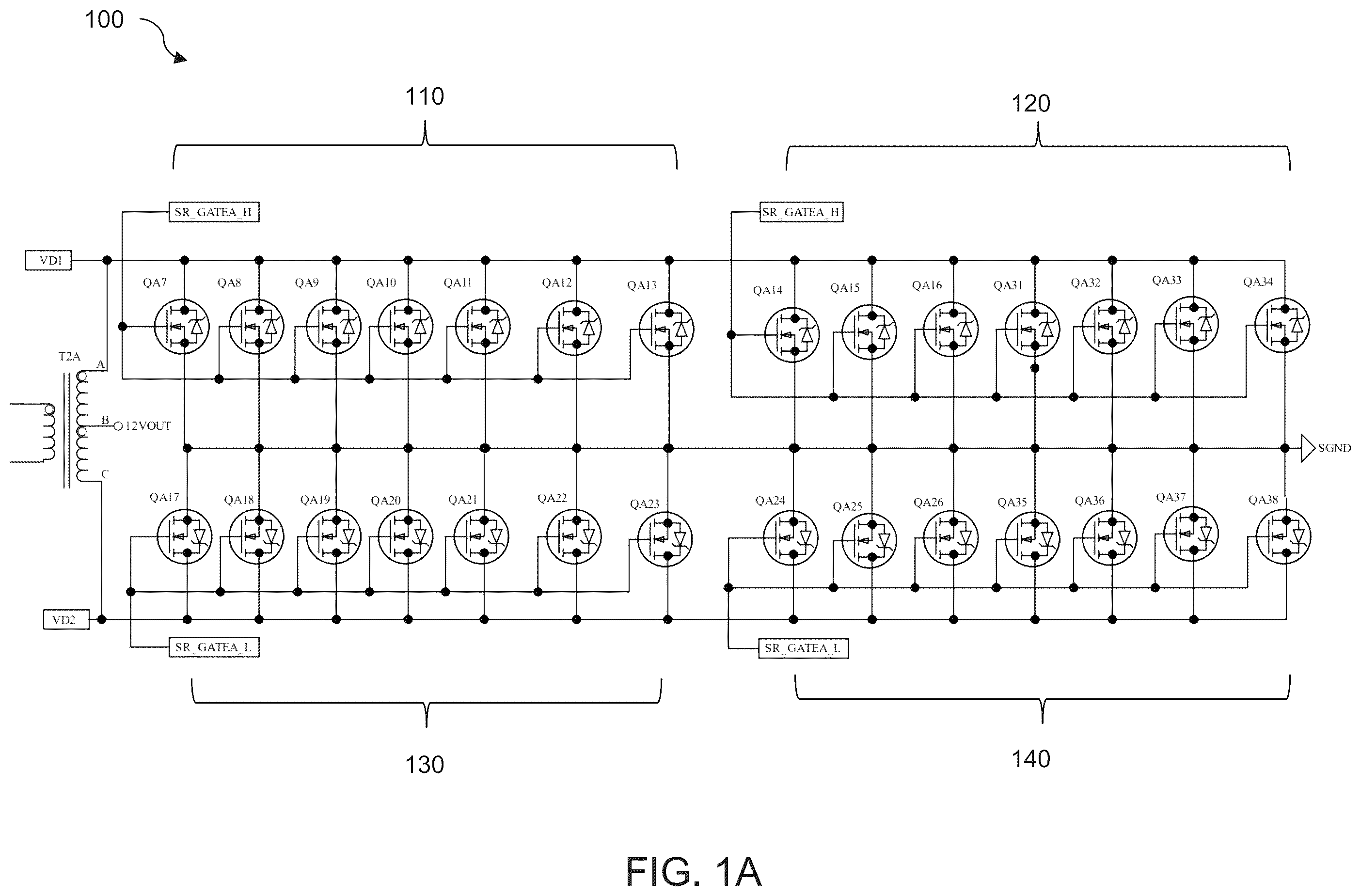 Patent US12368388 — Layout method for power supplies with three-phase integrated transformer and synchronous rectification — Figure 1