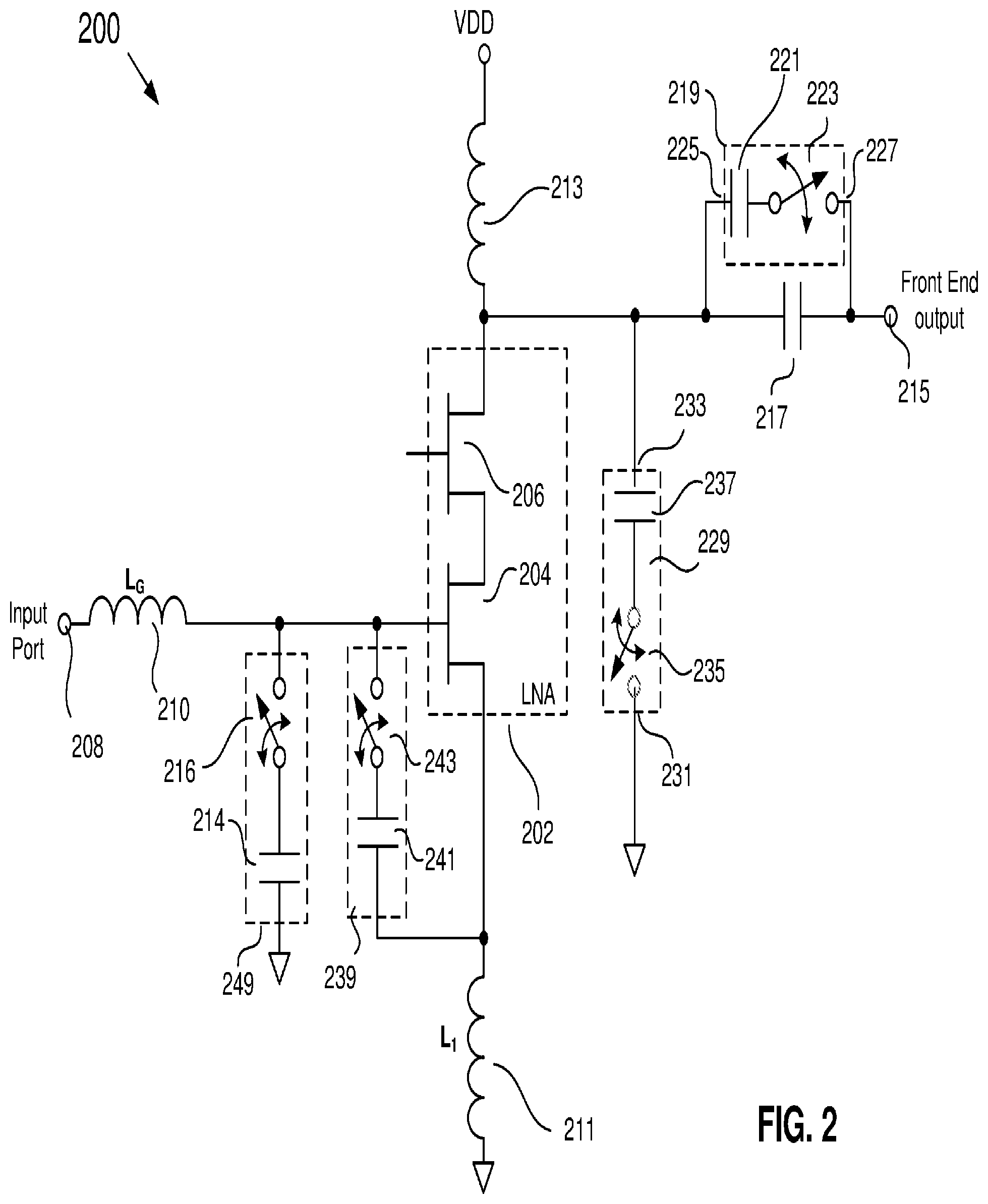 Patent US12368417 Figure 2 – Programmable optimized band switching LNA
