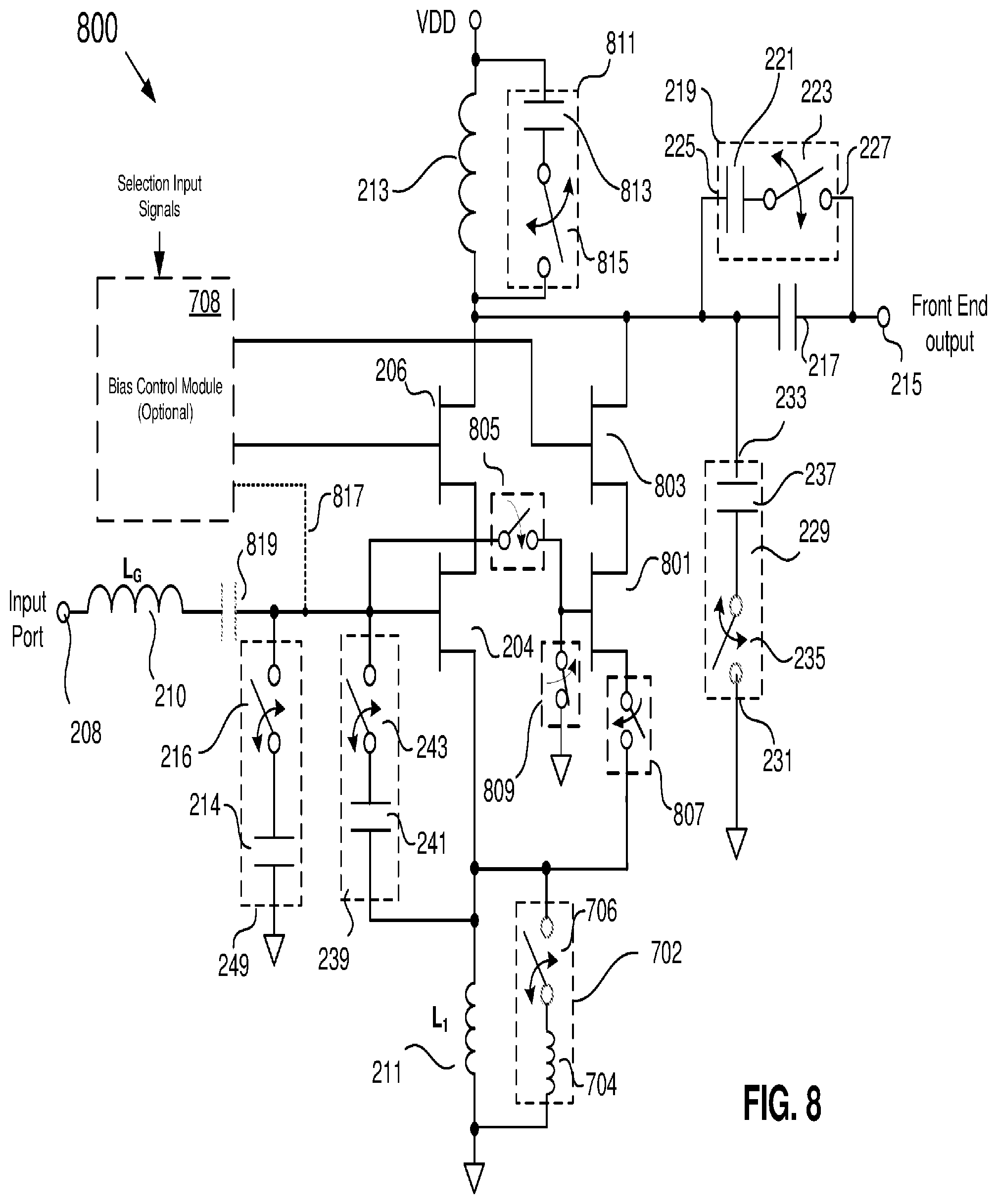 Patent US12368417 Figure 8 – Programmable optimized band switching LNA