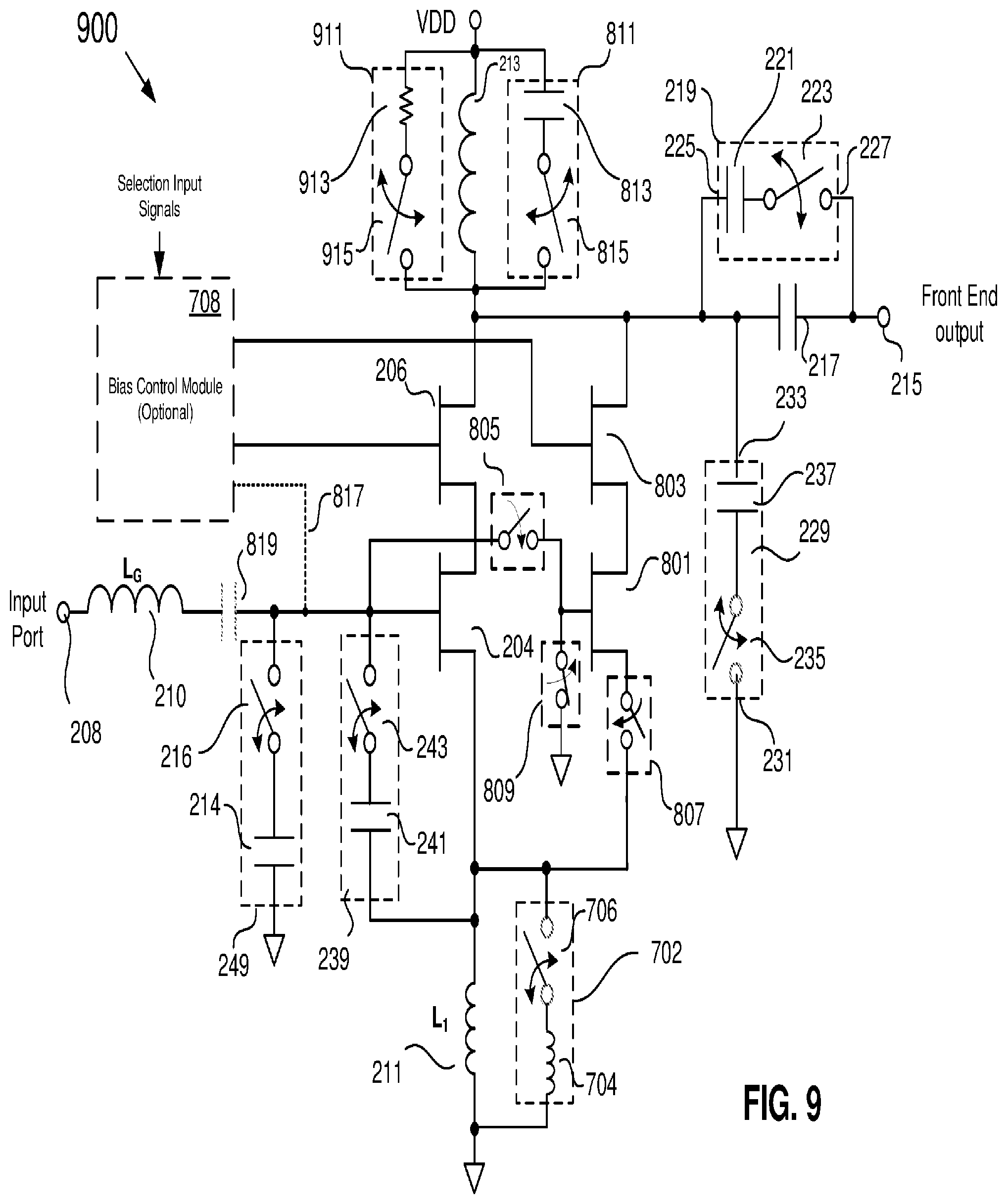 Patent US12368417 Figure 9 – Programmable optimized band switching LNA