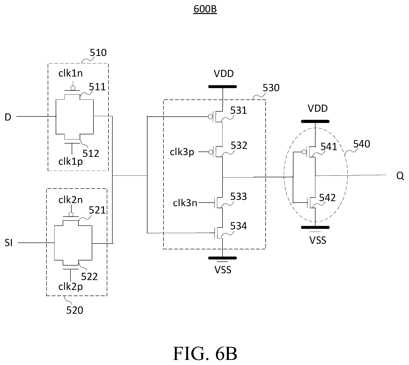 Patent US12368434 Figure 5 – D flip-flop having multiplexer function