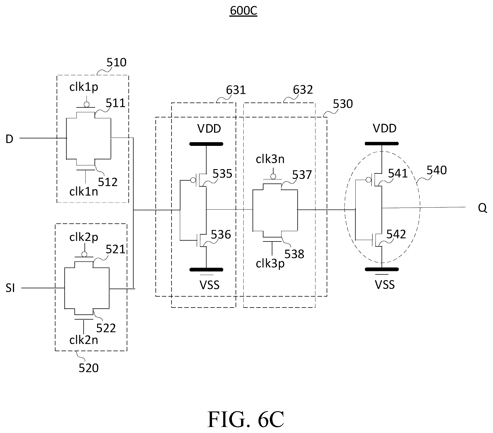 Patent US12368434 Figure 6 – D flip-flop having multiplexer function